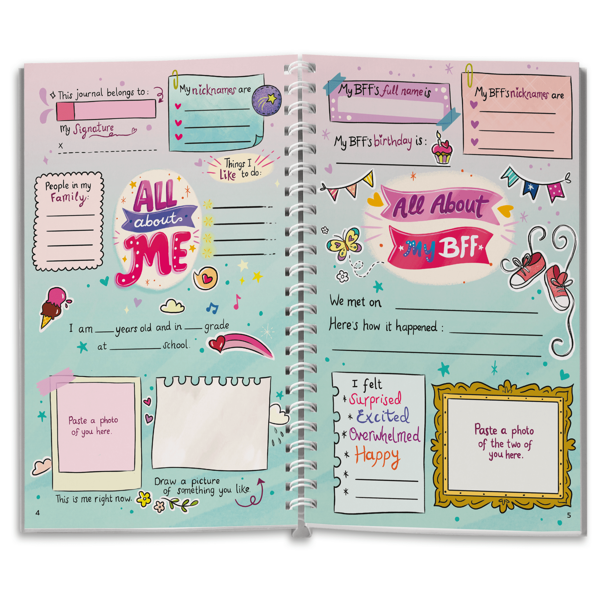 Friendship Journal for Kids - All About Me & BFF Activity Book