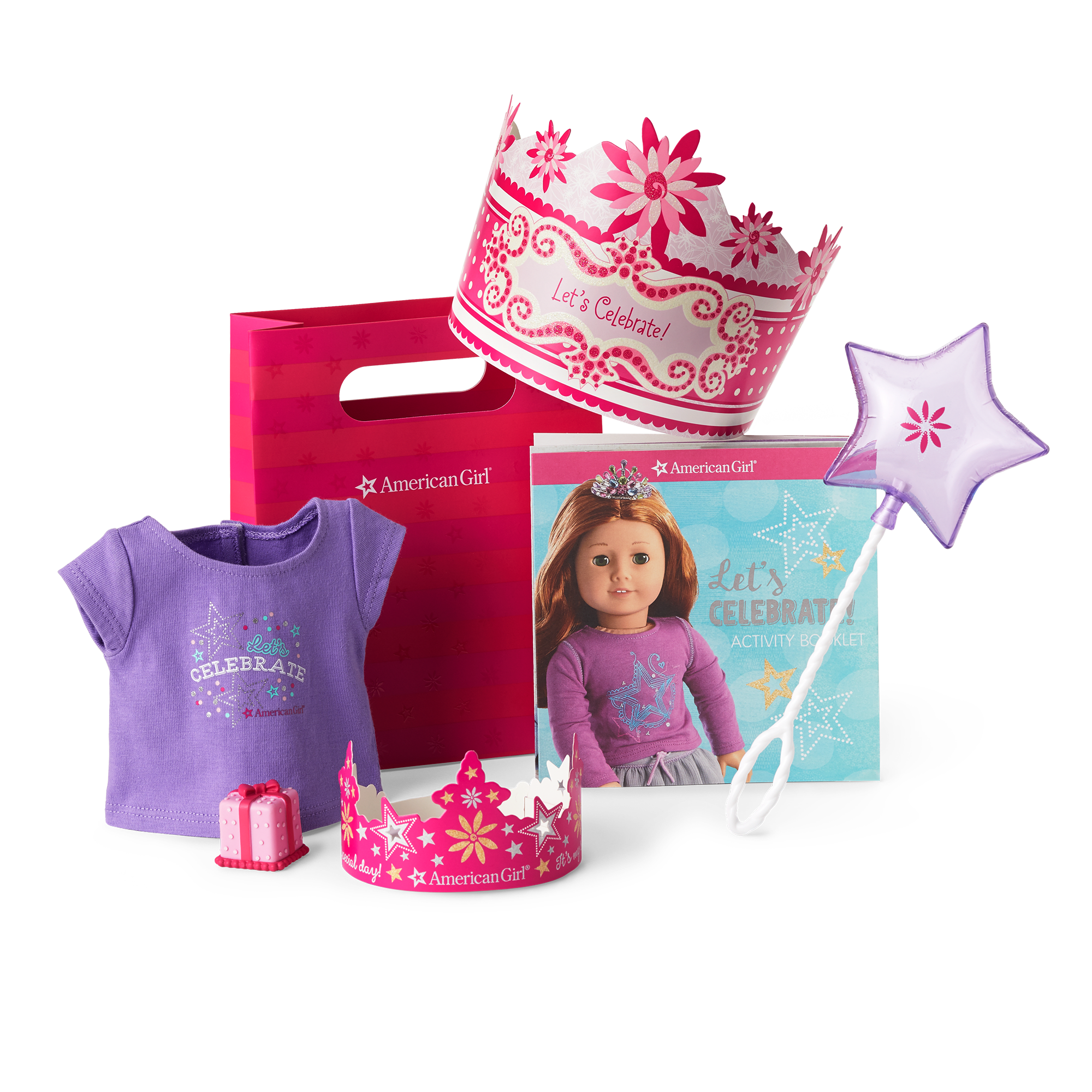 American Girl Birthday Party Favors Set - 4 Pack with Crowns & Doll Gifts