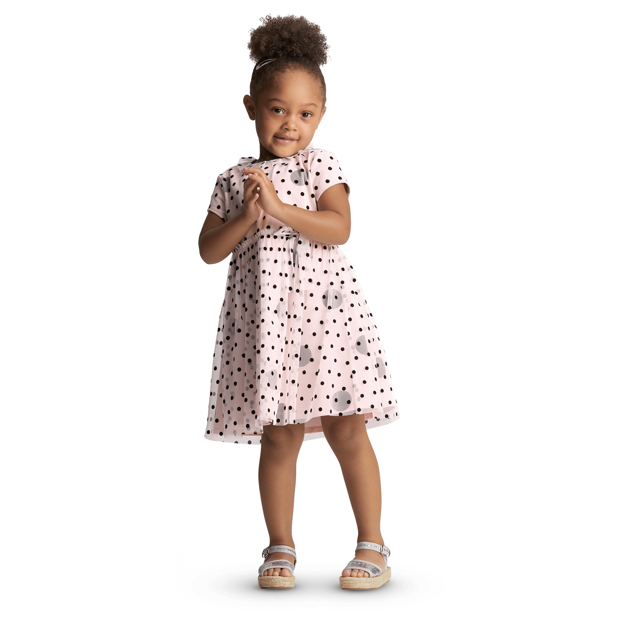 Polka Dot Pink Mesh Dress for Girls 2-6
