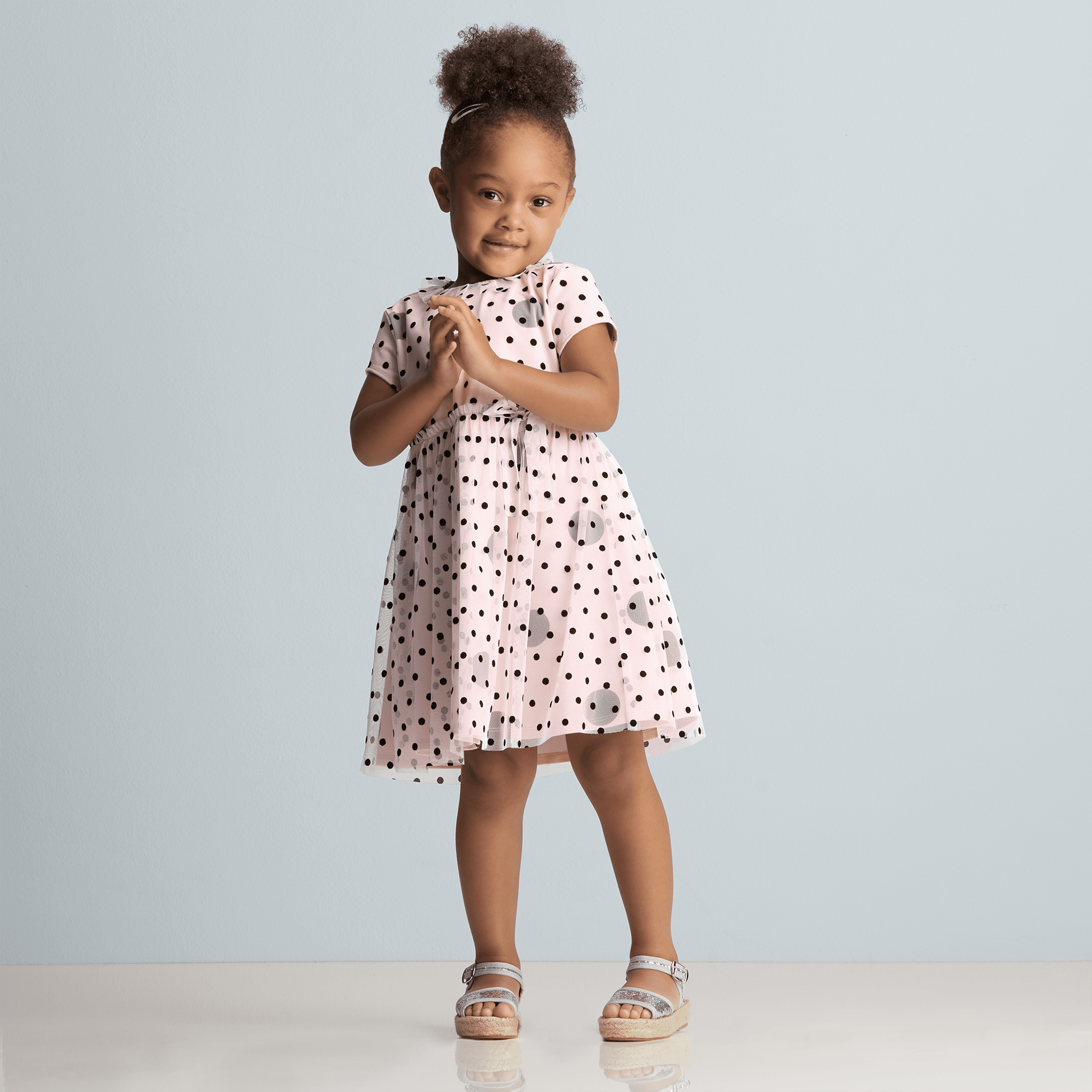 Polka Dot Pink Mesh Dress for Girls 2-6