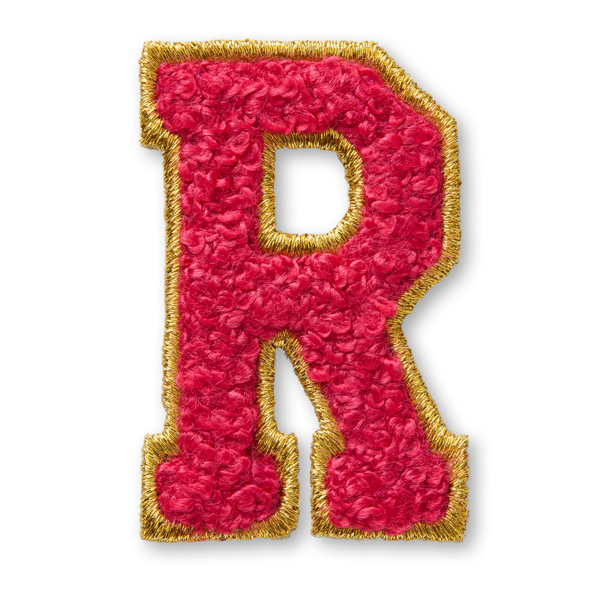 AG™ Red Chenille Letter R Patch with Gold Embroidery