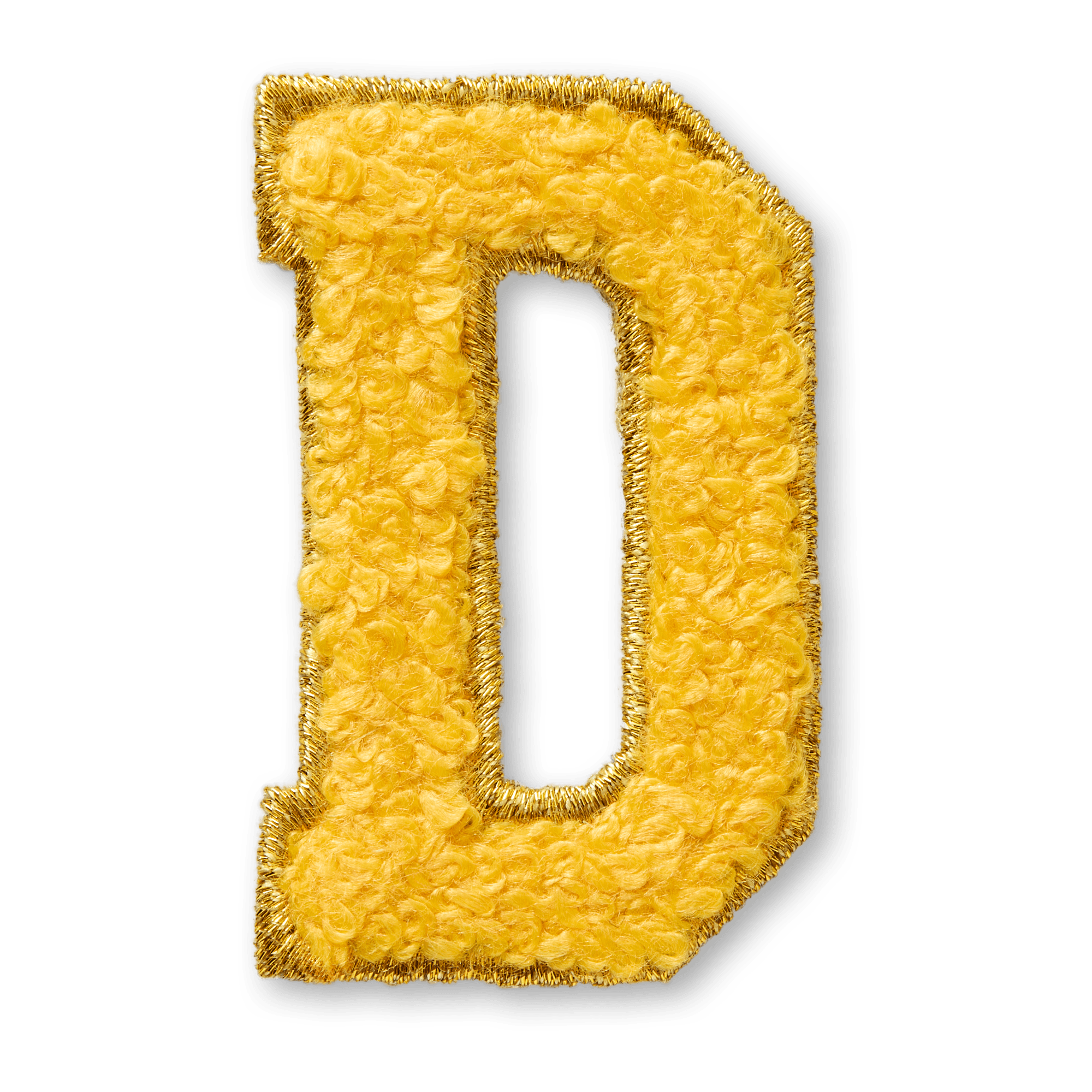 AG™ Adhesive Letter D Patch - Yellow Chenille with Gold Embroidery