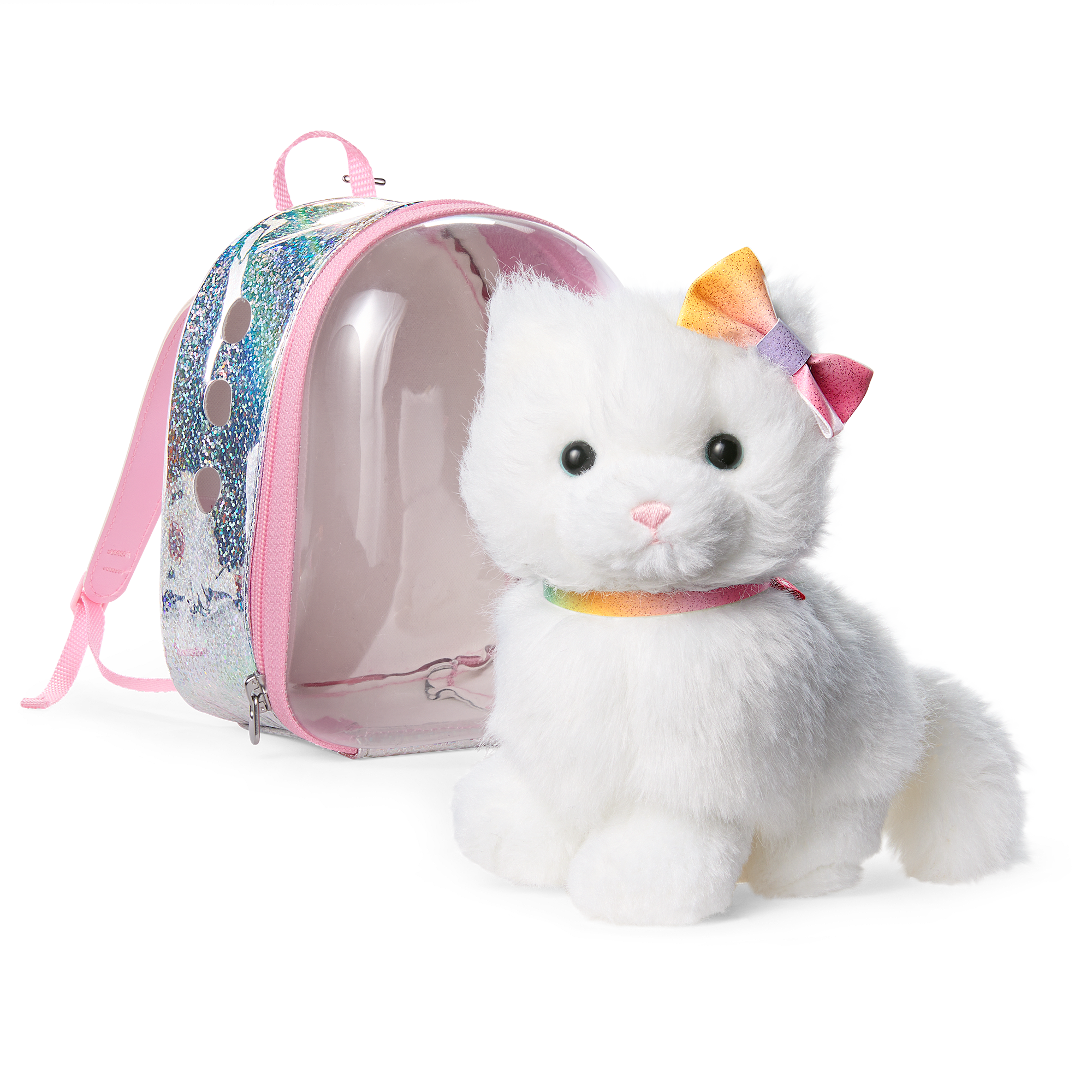 Summer’s Fettuccine Plush Cat with Backpack for 18-Inch Dolls