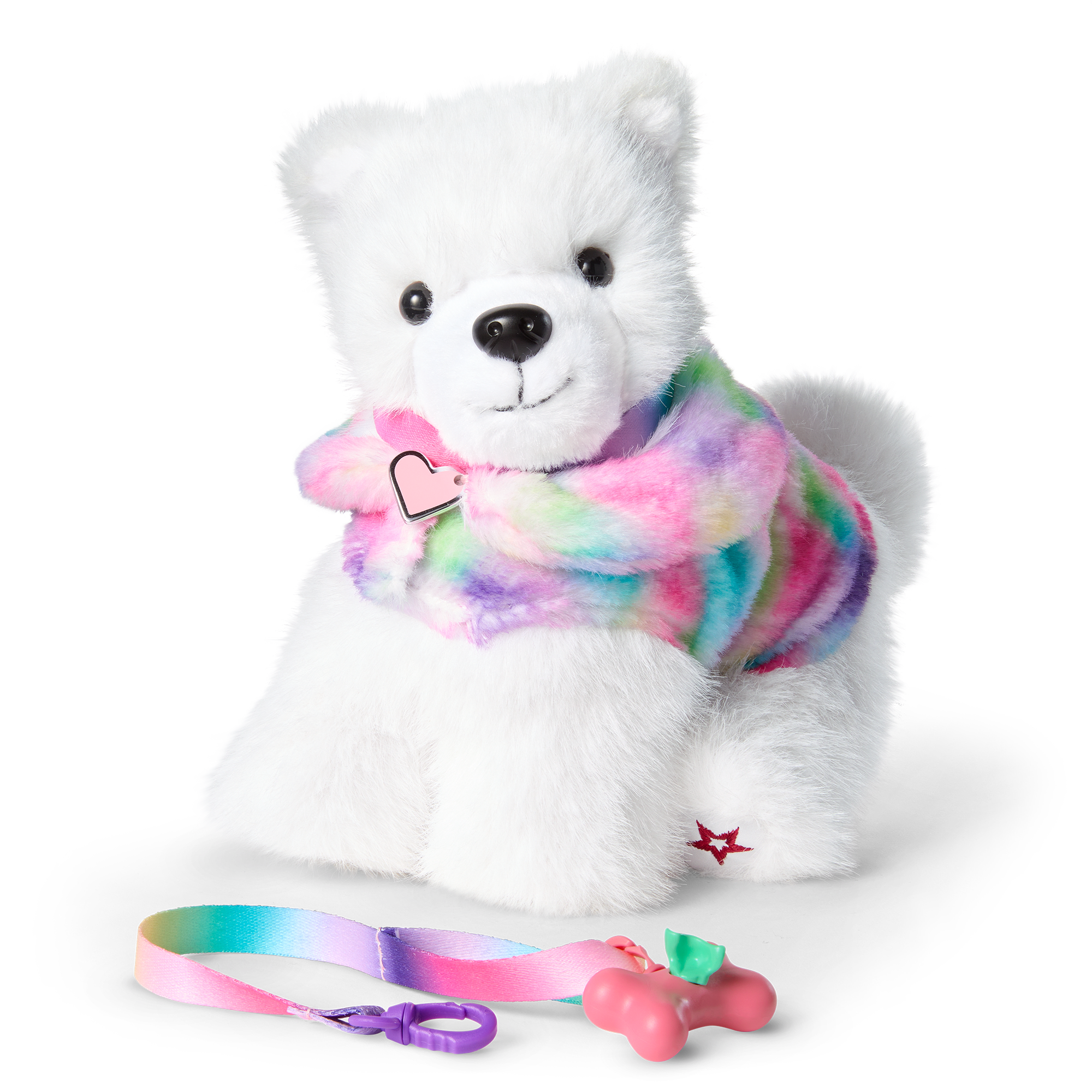 American Girl Crescent Dog Toy for 18-Inch Dolls - Rainbow Outfit & Leash