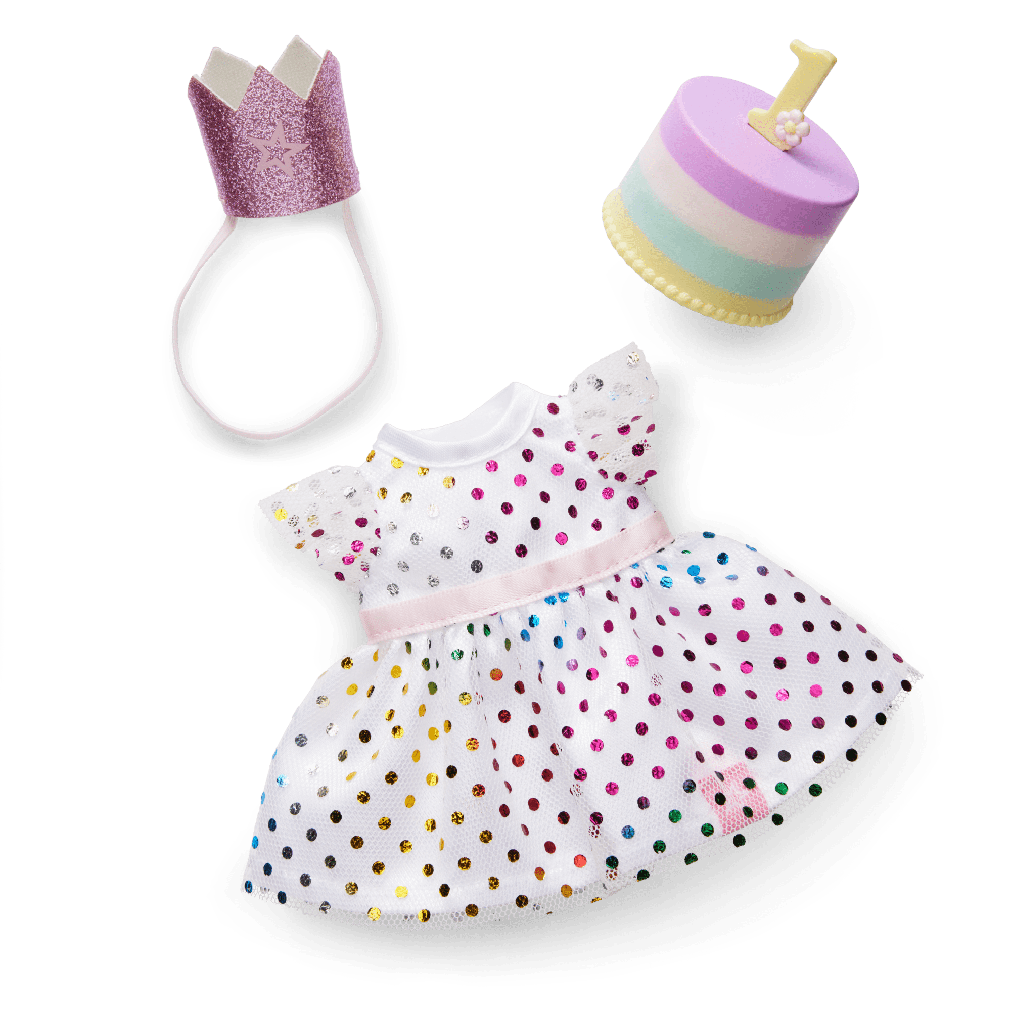 Little Bitty Baby First Birthday Doll Dress & Accessories Set for 7.75-inch Dolls
