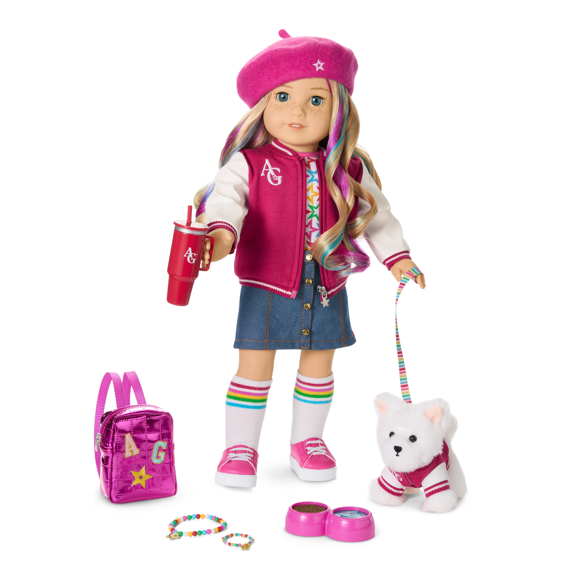 American Girl Truly Me Doll #110 with Star Squad Bundle & Puppy
