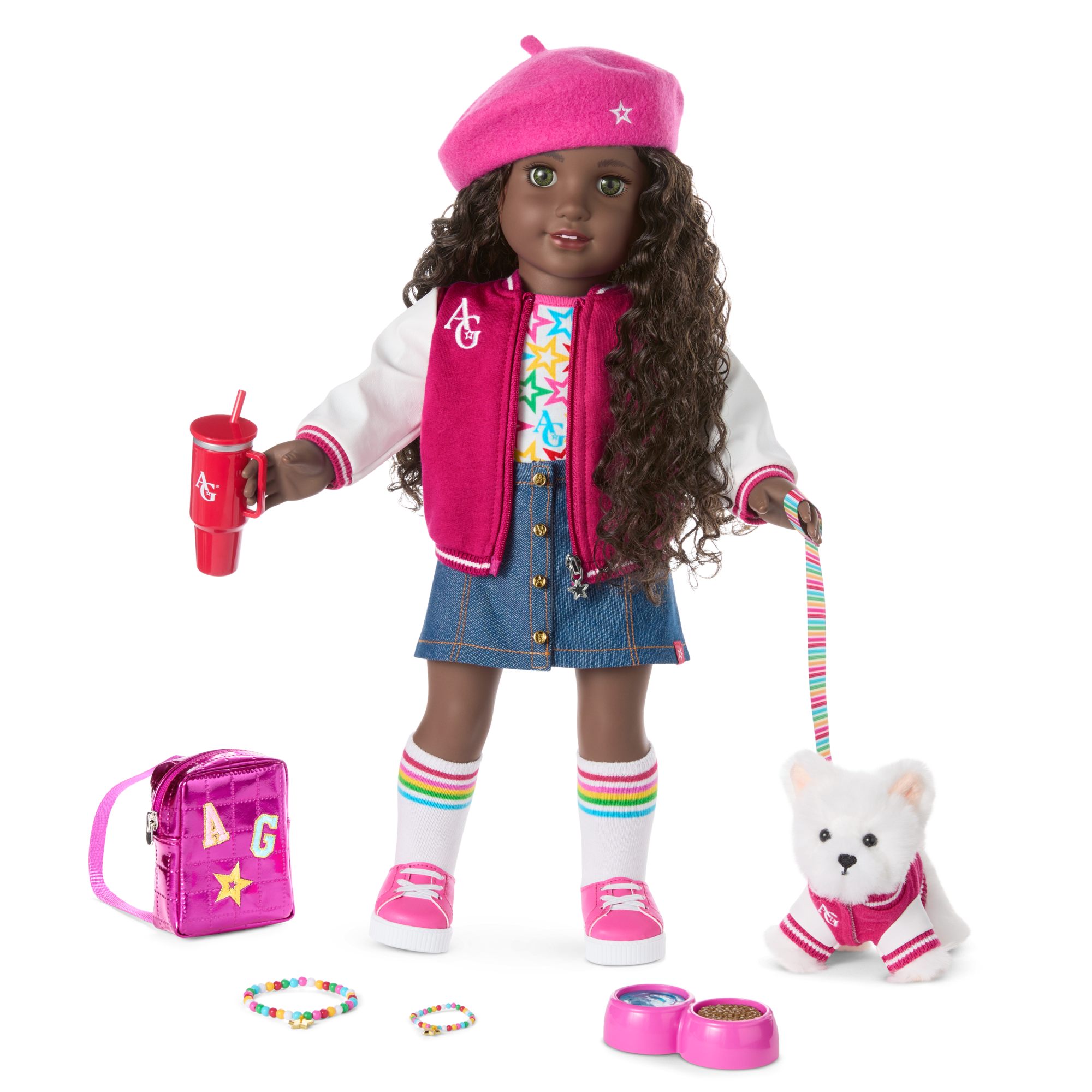 American Girl Truly Me Doll #127 with Puppy & Backpack Bundle