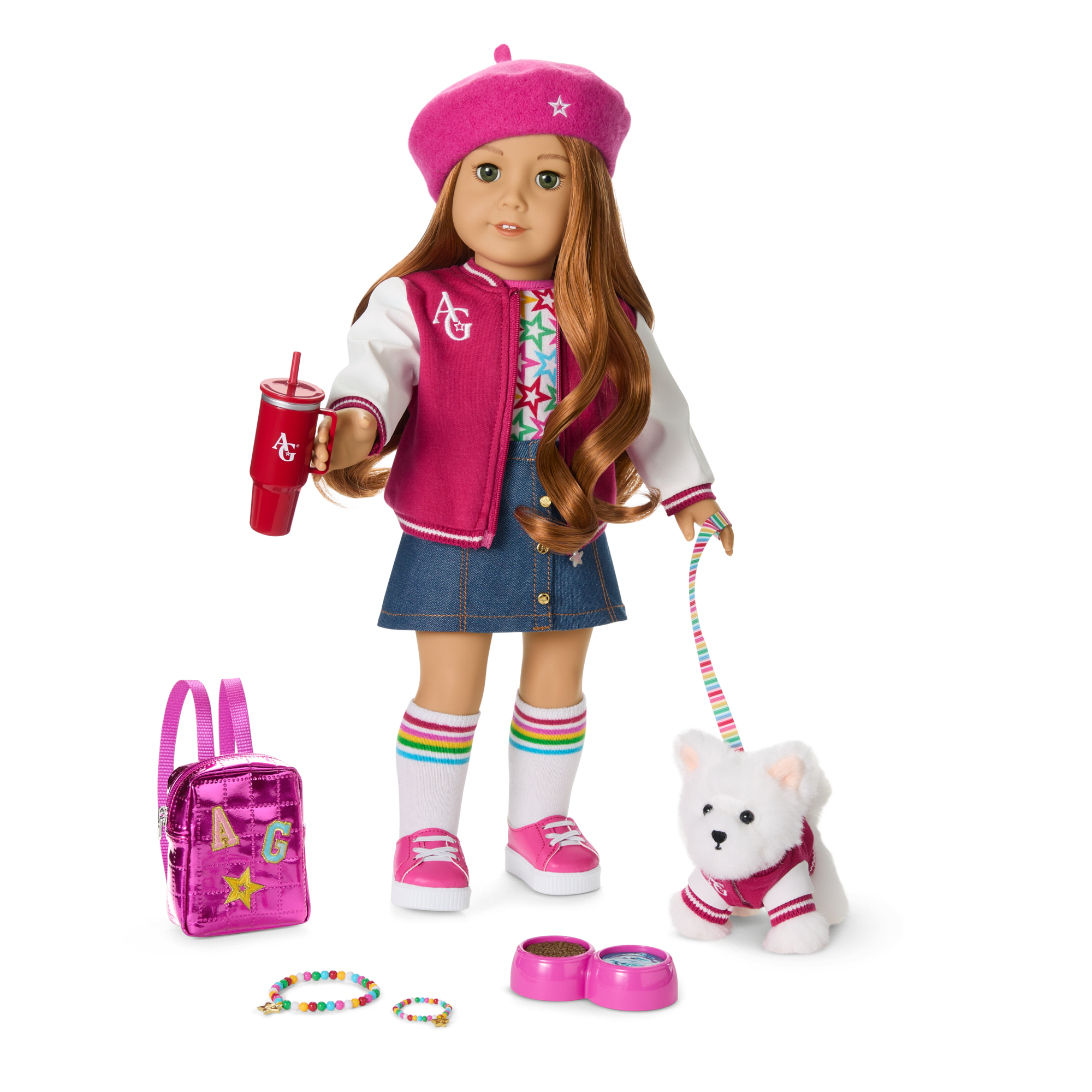 American Girl Truly Me 18" Doll #103 with Puppy & Star Squad Bundle