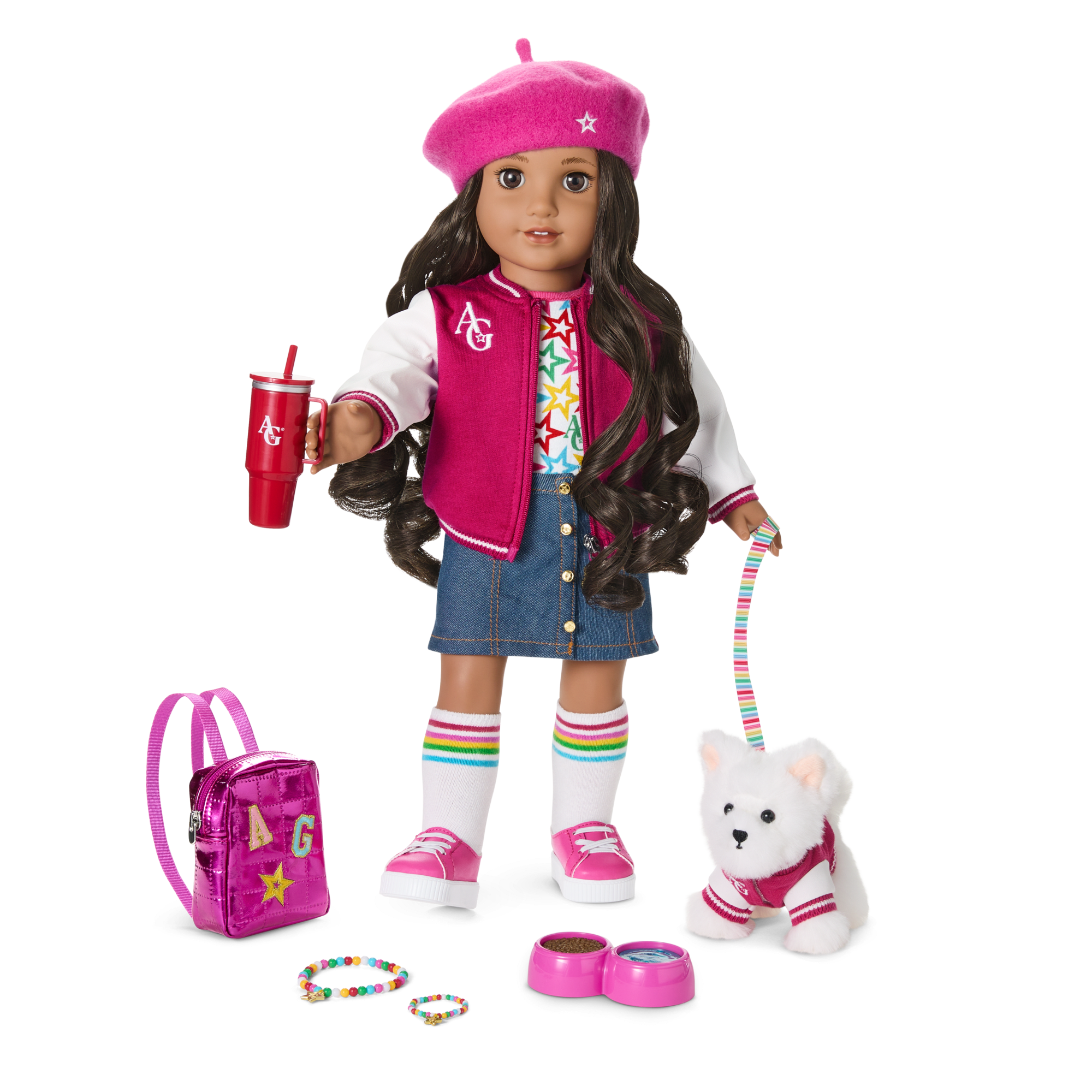 American Girl Truly Me Doll #108 with Puppy & Star Squad Bundle