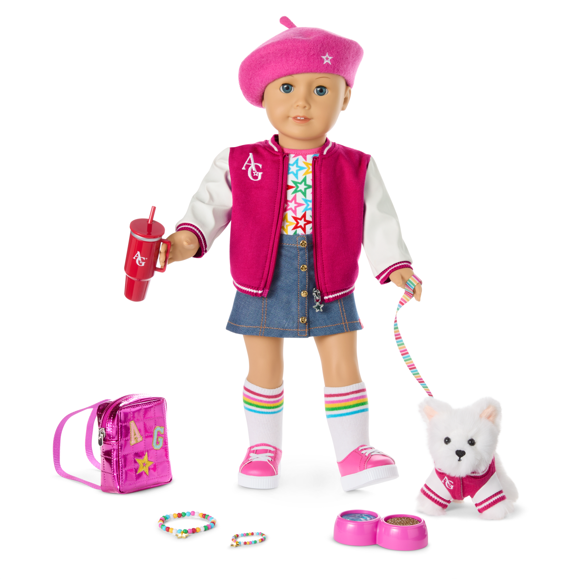 American Girl Truly Me Doll #105 with Puppy & Backpack Bundle