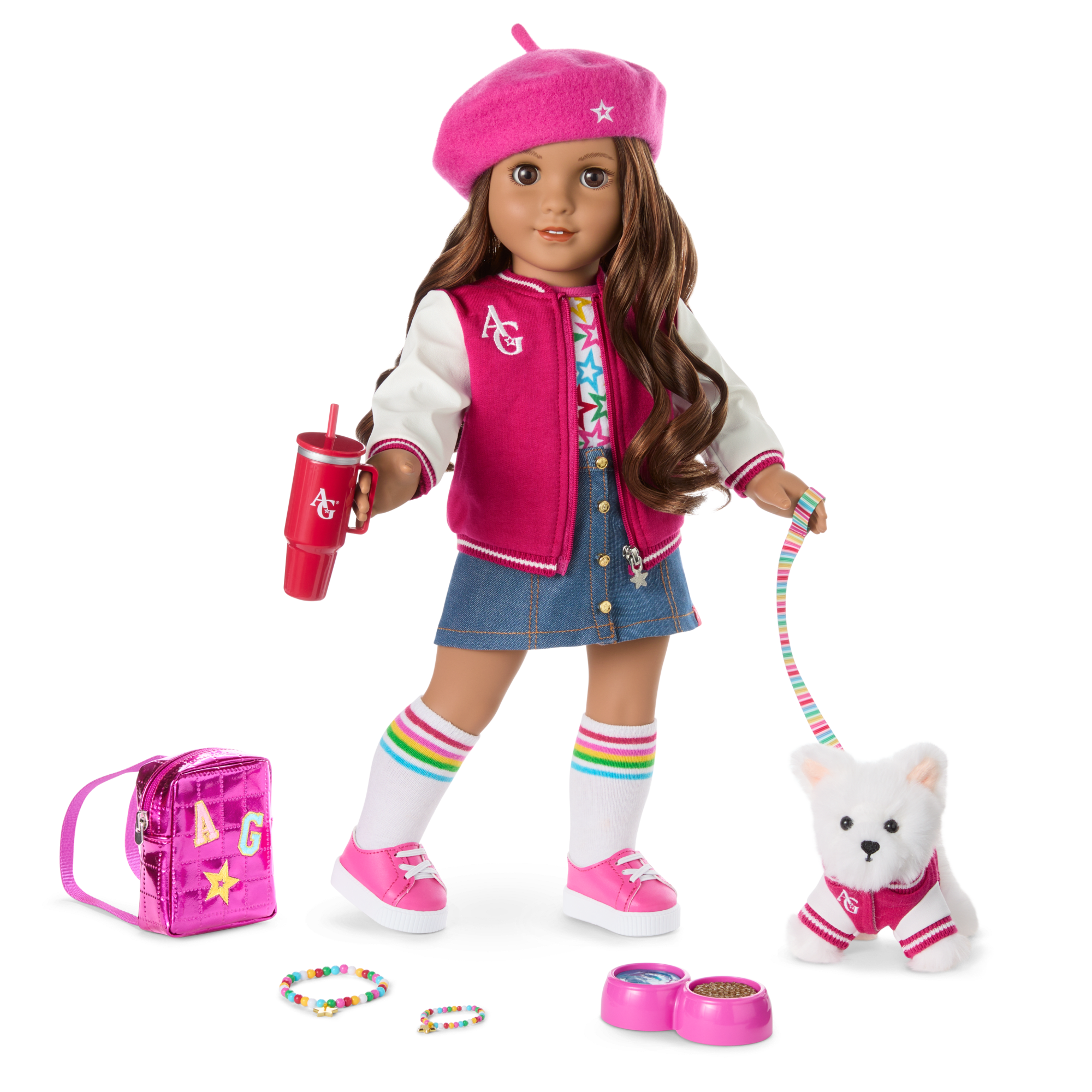American Girl Truly Me Doll #117 with Puppy & Backpack Bundle