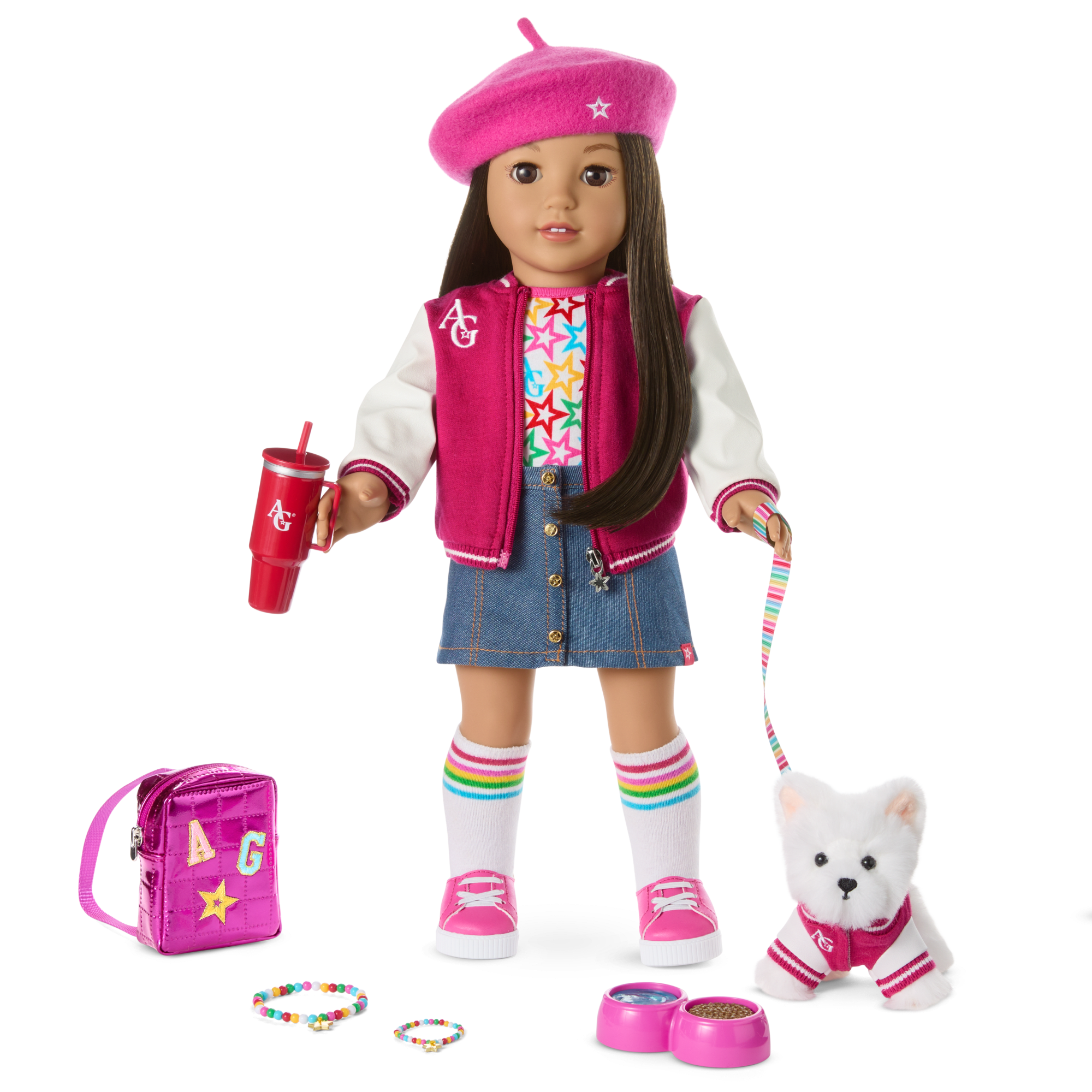 American Girl Truly Me Doll #124 with Puppy & Star Squad Bundle