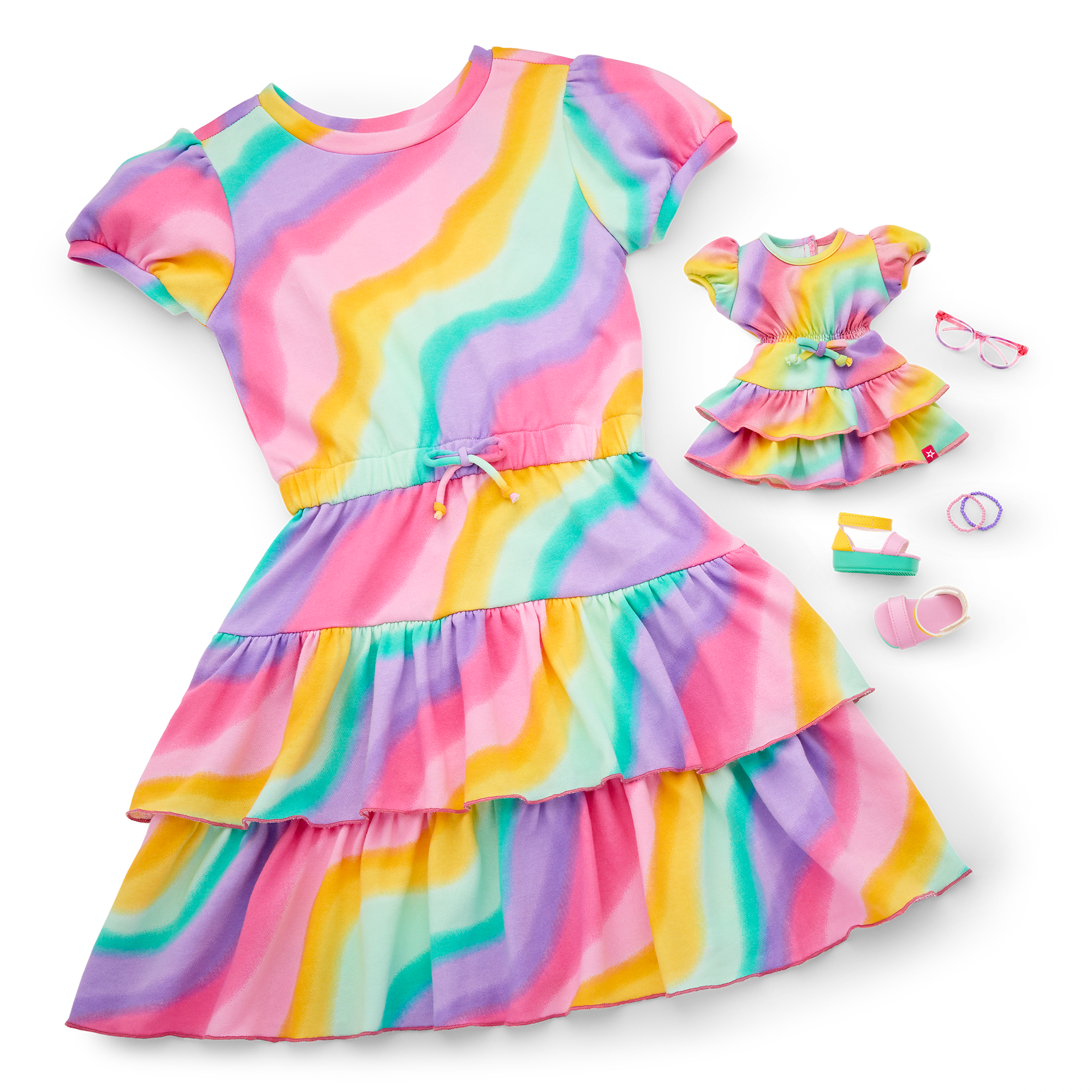 Rainbow Swirl Dress for Girls & Dolls - Summer McKinny™ Matching Outfit