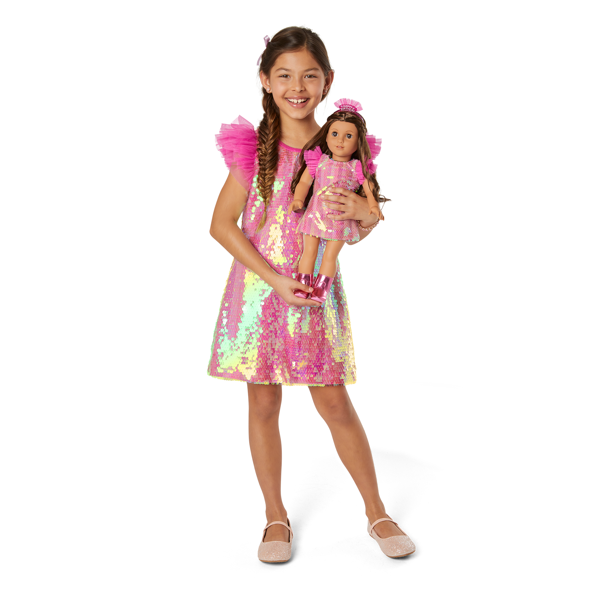 Girls Birthday Party Dress & Matching 18-inch Doll Outfit