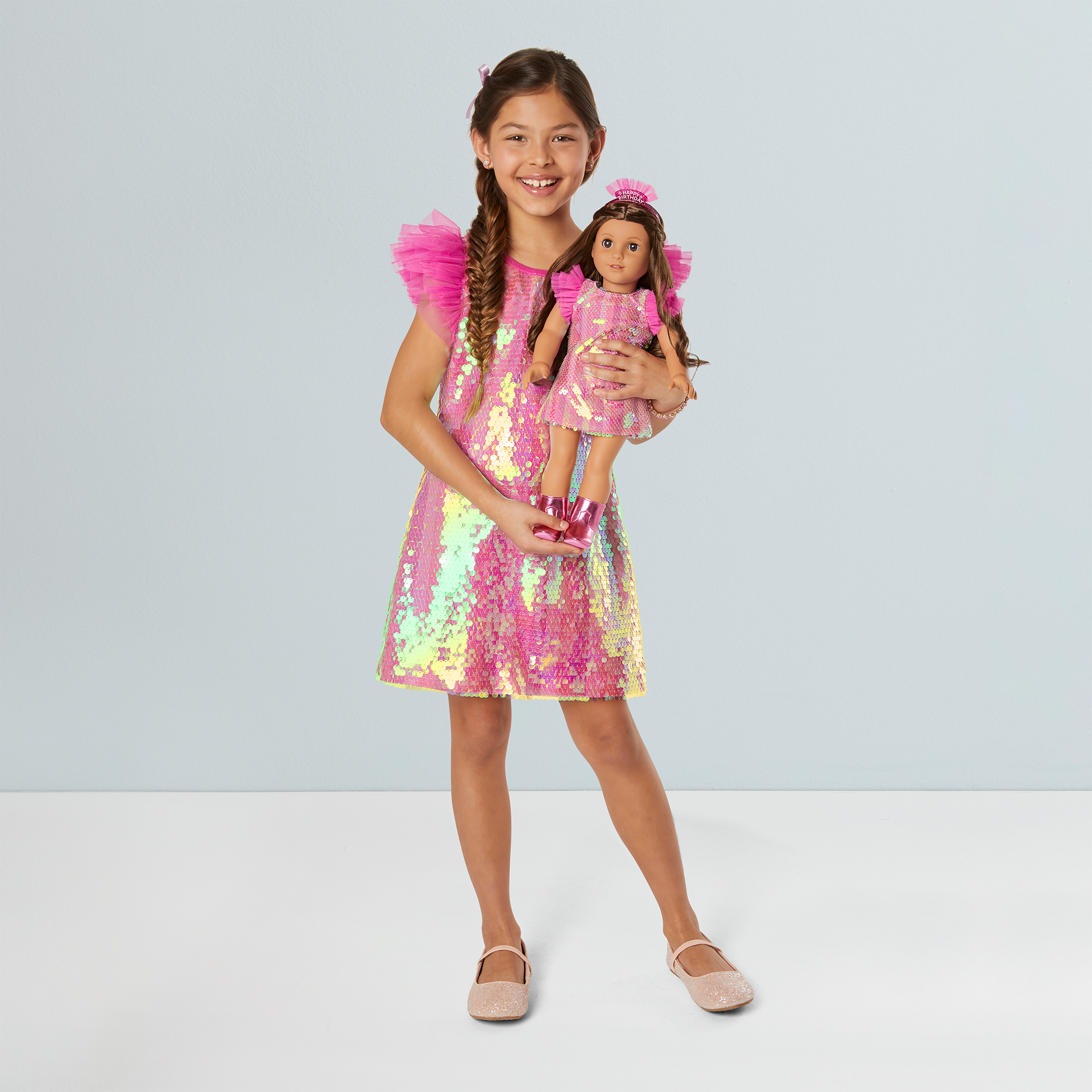 Girls Birthday Party Dress & Matching 18-inch Doll Outfit