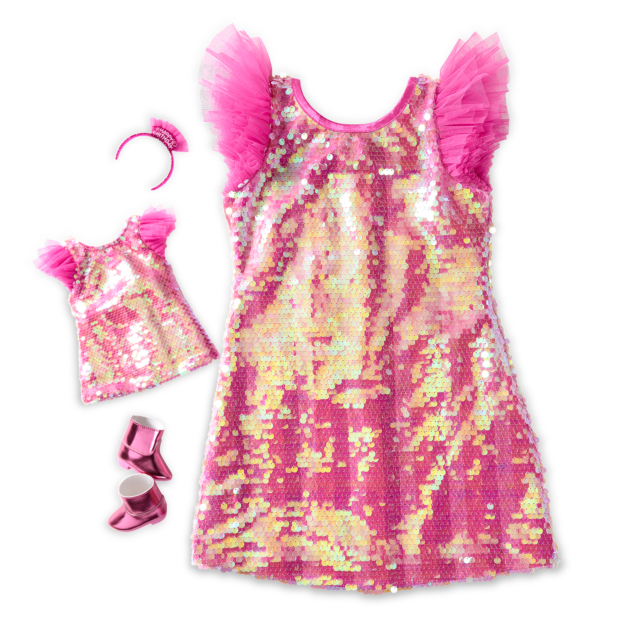 Girls Birthday Party Dress & Matching 18-inch Doll Outfit