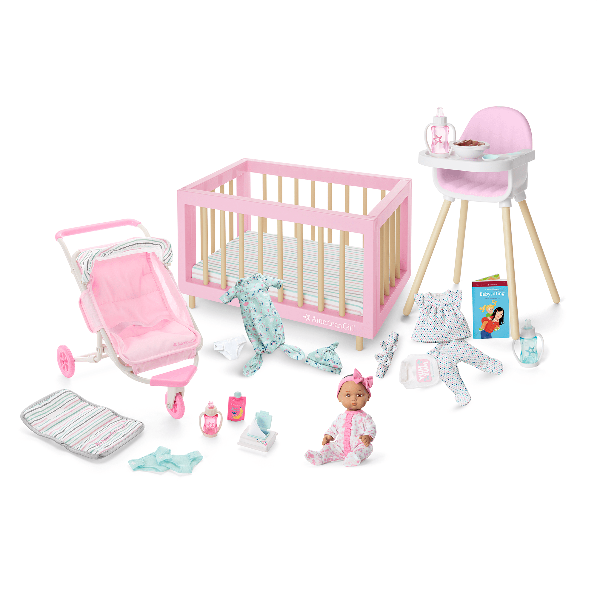 American Girl Little Bitty Baby Doll Bundle with Crib & Stroller Set