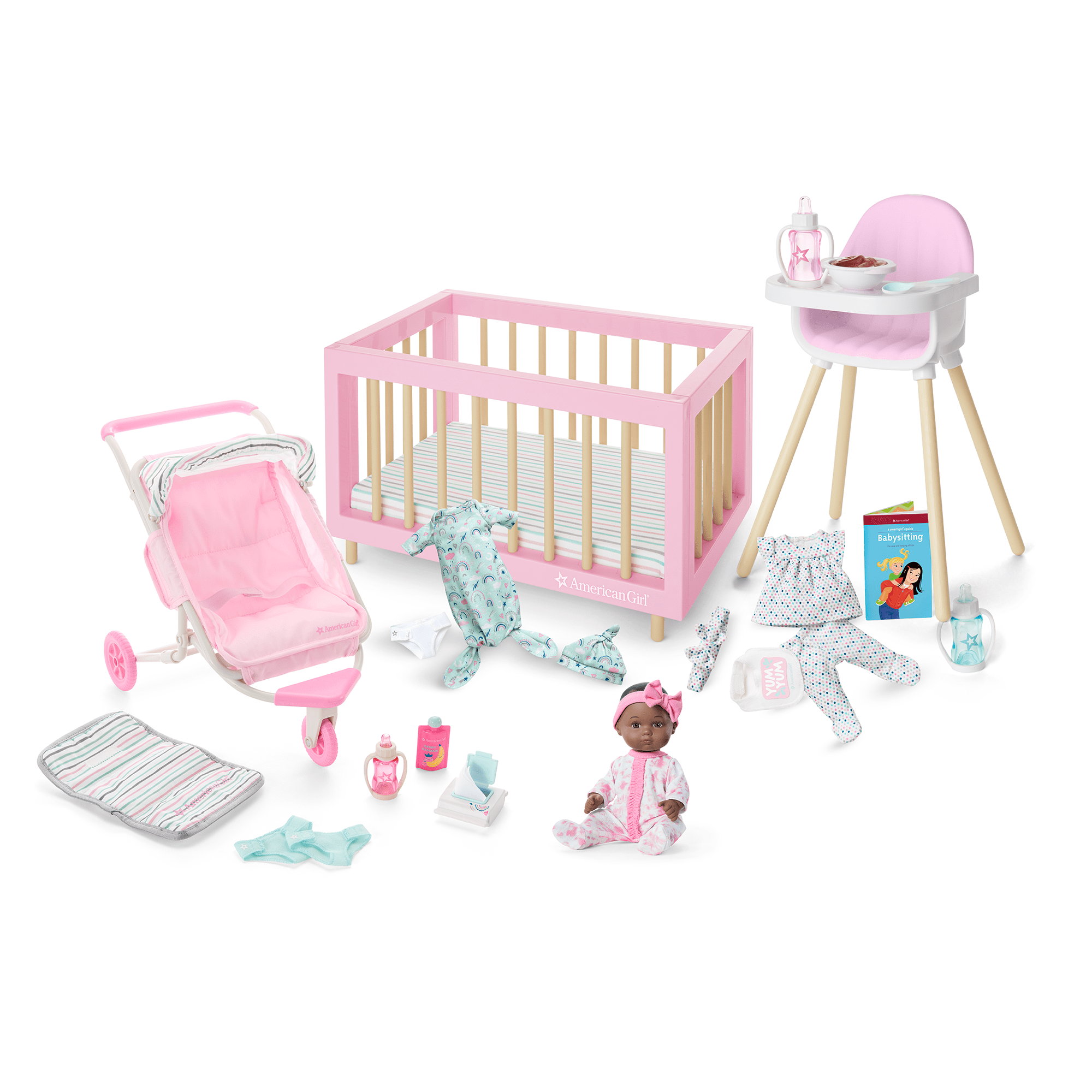American Girl Little Bitty Baby Doll Bundle with Crib & Stroller Set