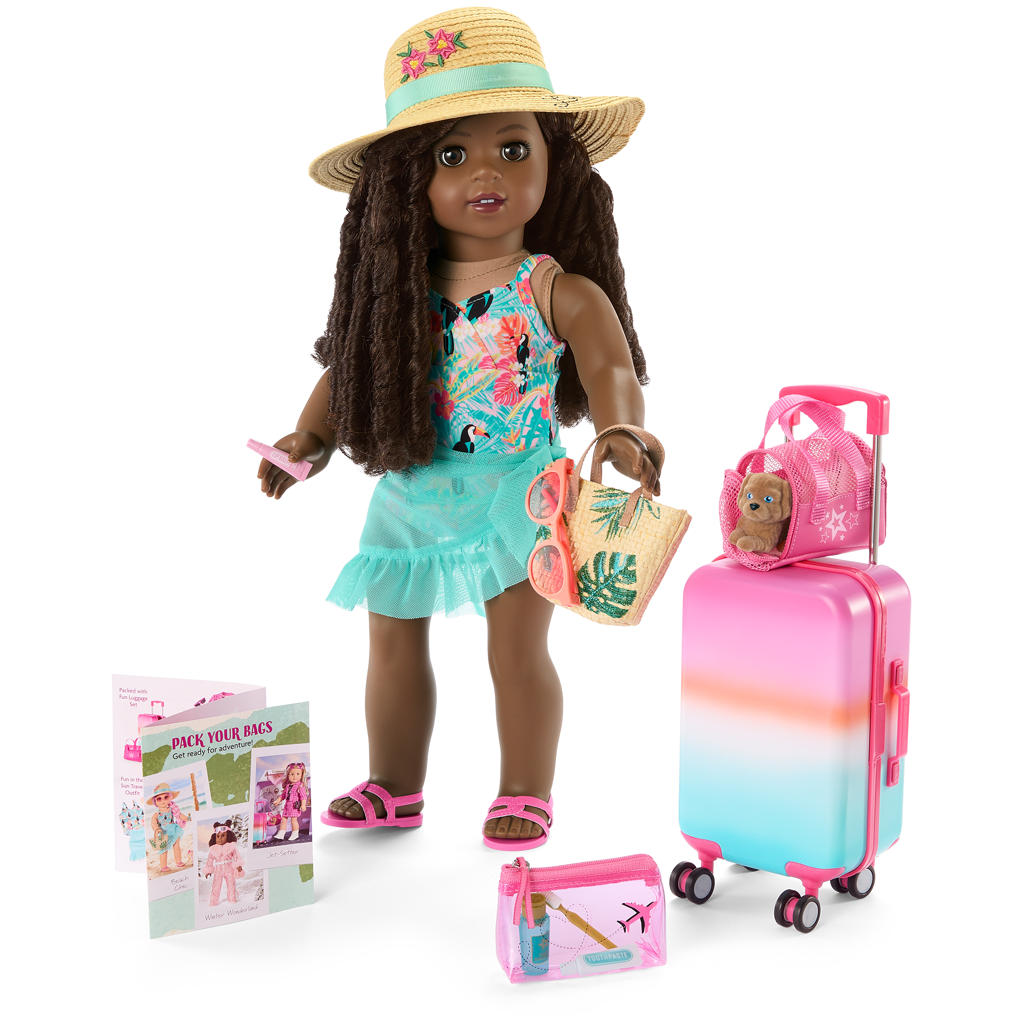 18-Inch Doll Beach Vacation Set with Swimsuit & Luggage