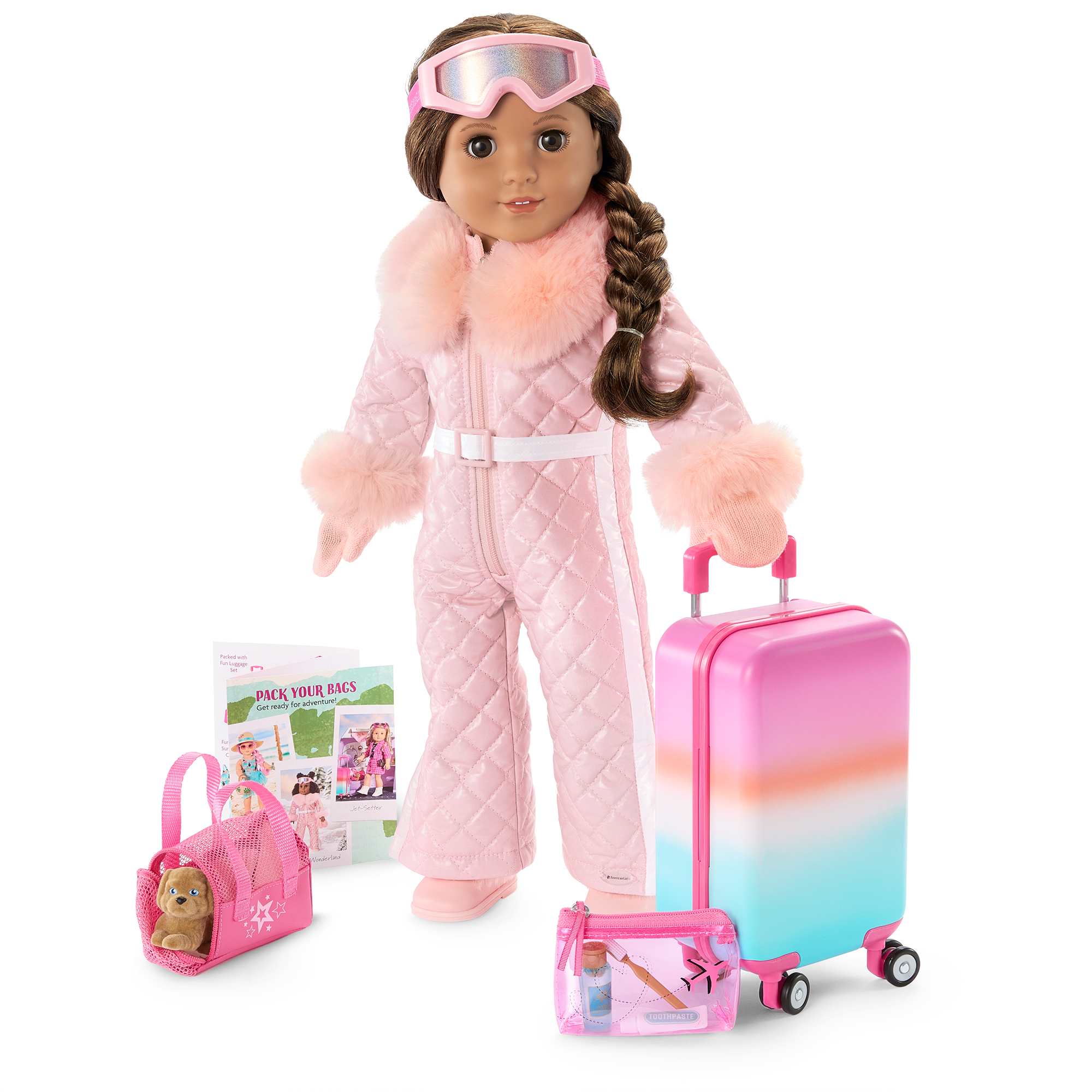 18-Inch Doll Ski Outfit & Luggage Set for Winter Play