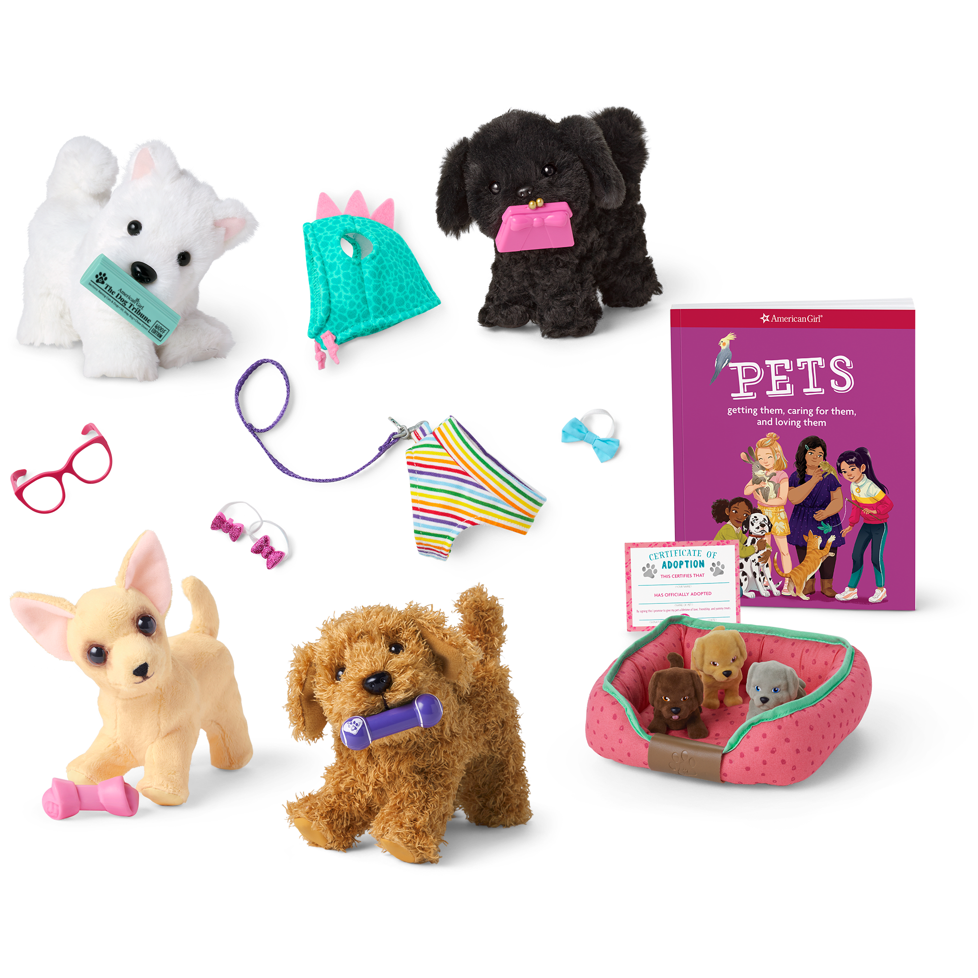 American Girl Doll Dog Lover Gift Set with 4 Posable Pets & Accessories