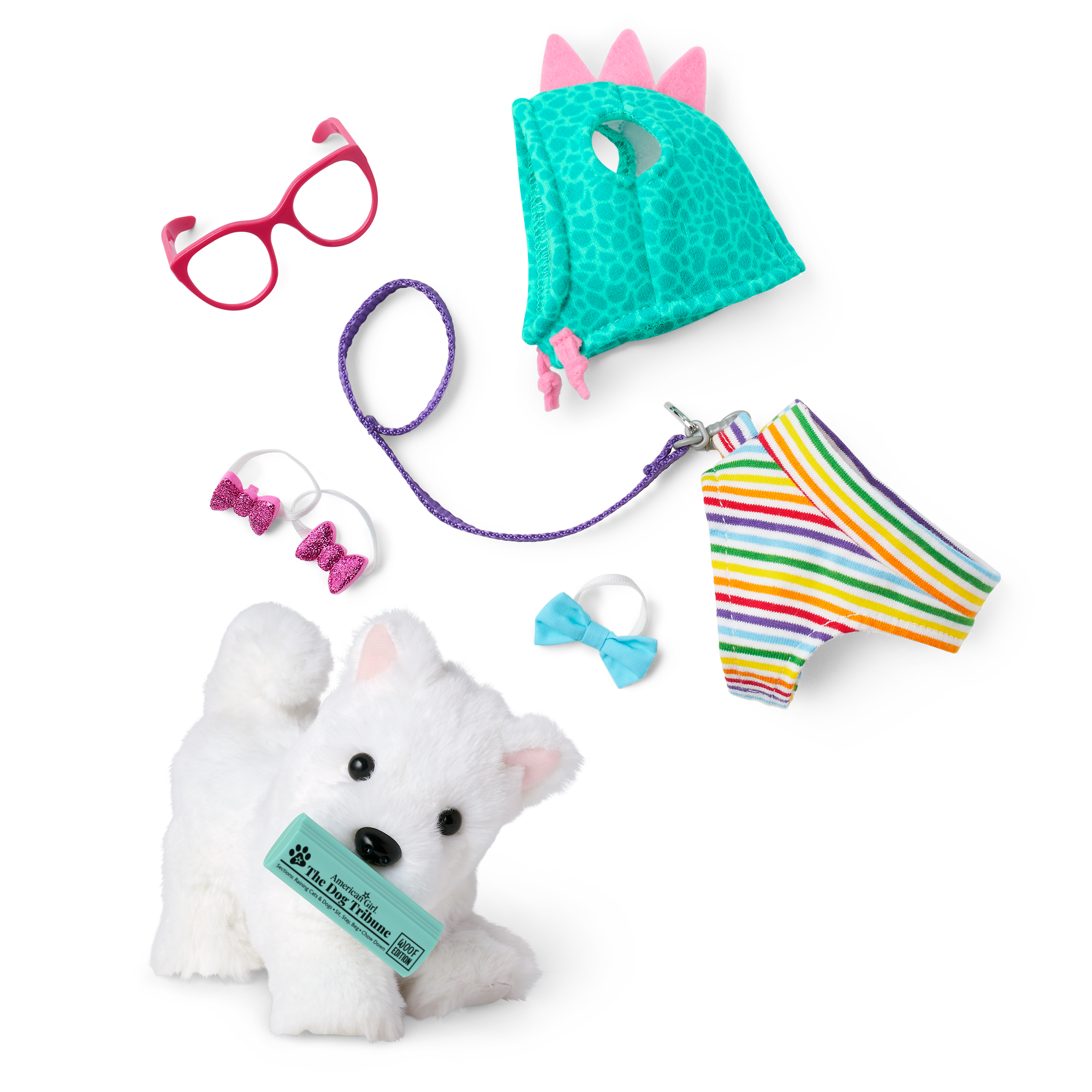 Westie Terrier Dog Toy for 18-inch Dolls with Fashion Accessories