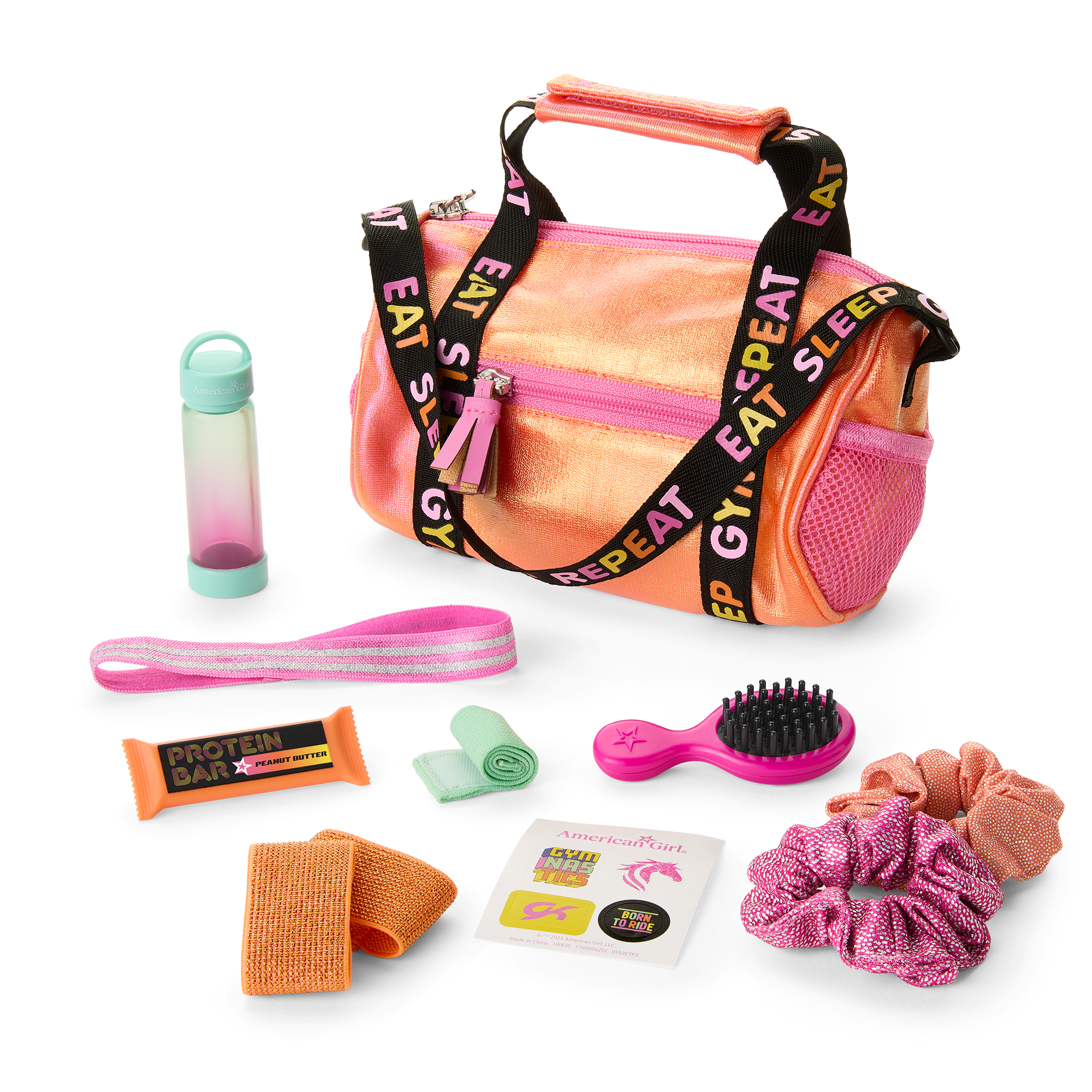 Lila's™ Gymnastics Gym Bag & Accessories for 18-inch Dolls