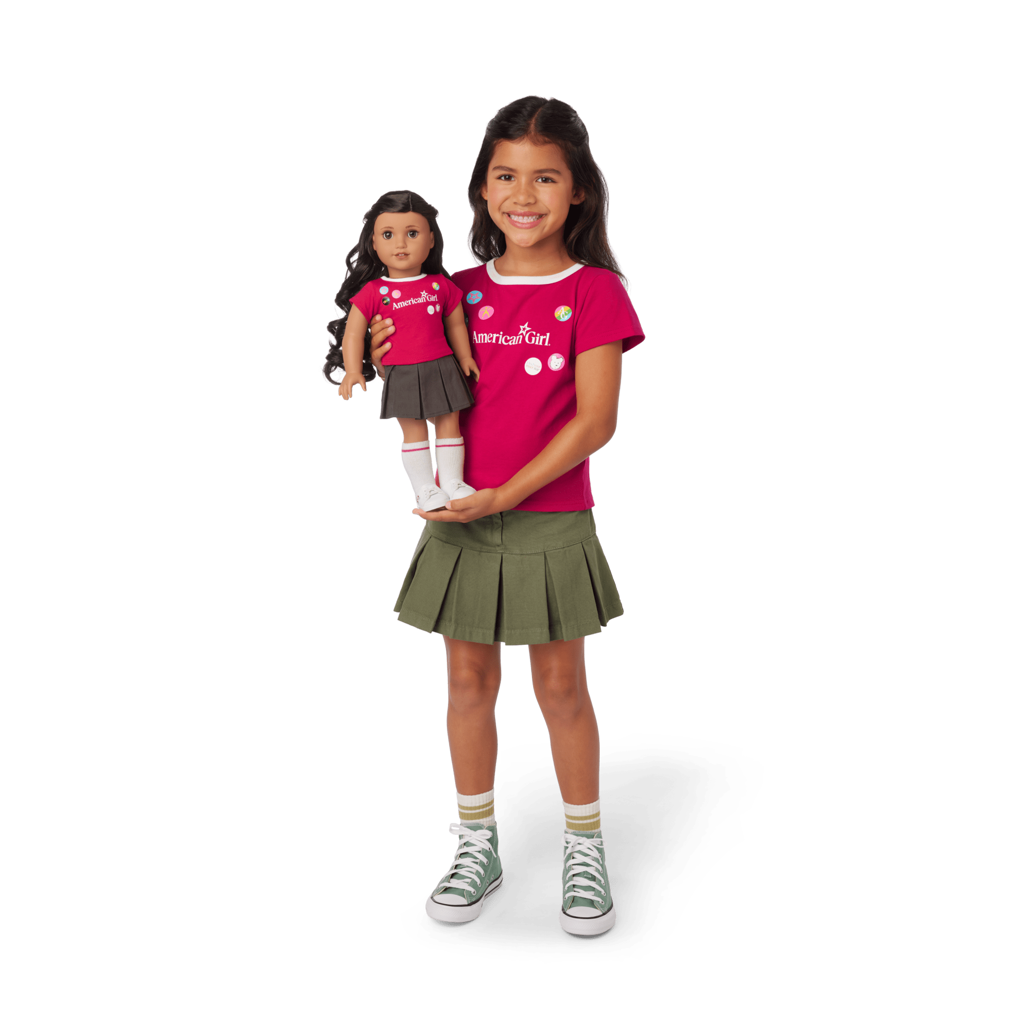Matching Grin Pins Ringer Tee Set for Girls & Dolls