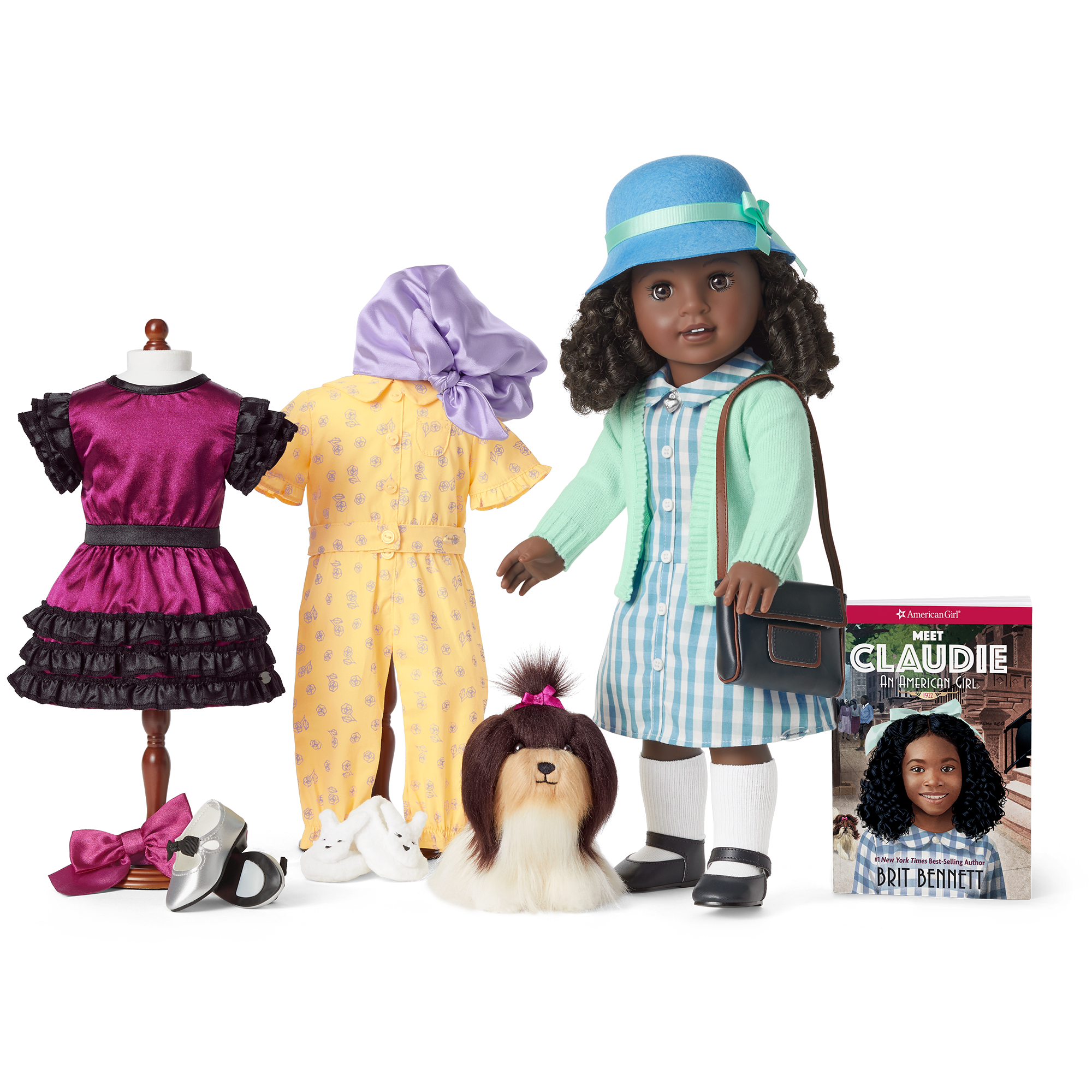 Claudie’s 18" Doll Gift Set with Jazz Outfit & Pajamas