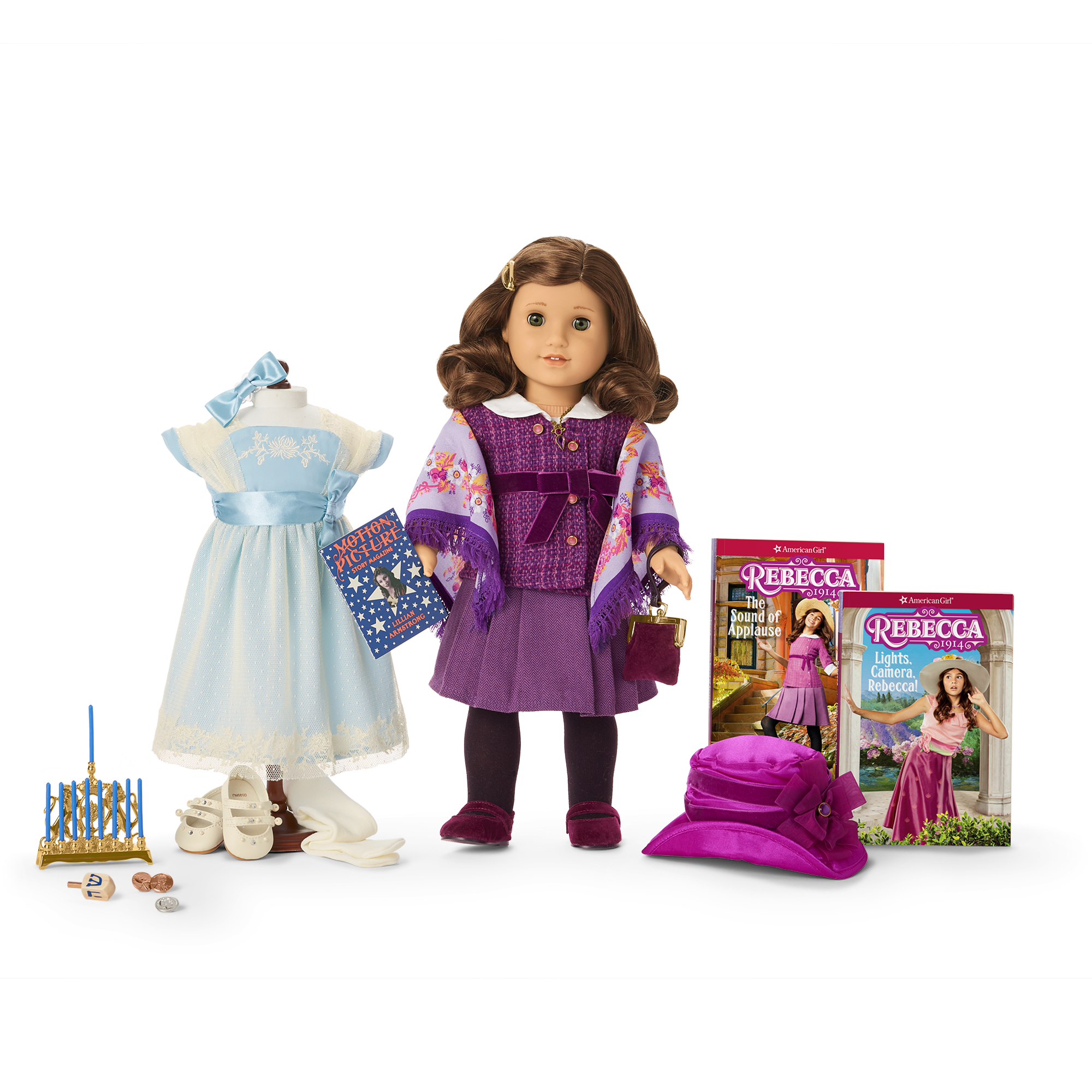 Rebecca’s Hanukkah Doll Gift Set with Menorah & Book
