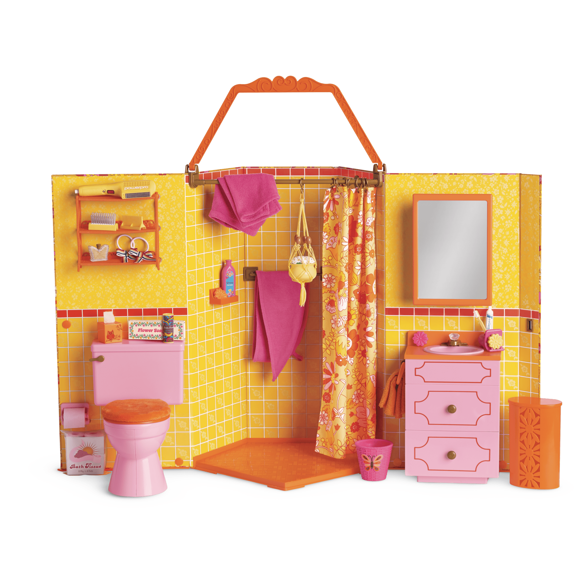 Julie's 18-Inch Doll Bathroom Set - 1970s Retro Dollhouse Accessories