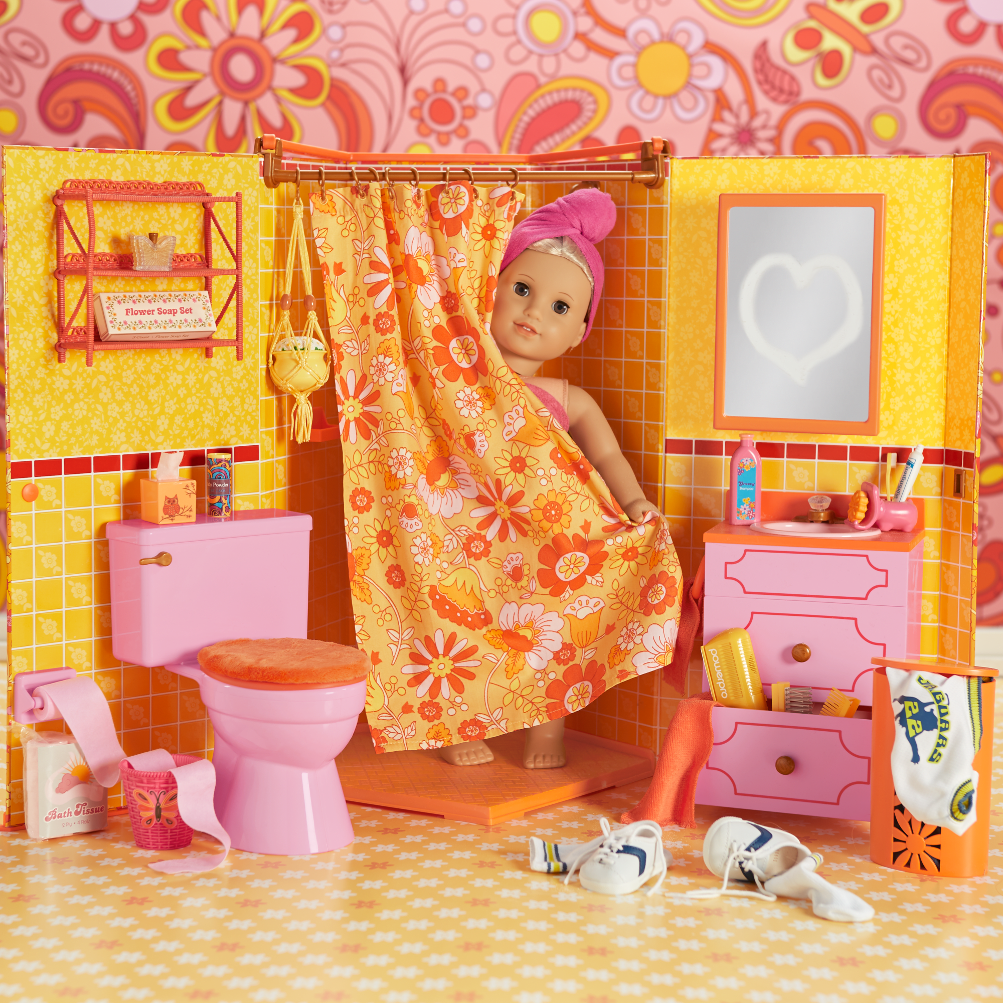 Julie's 18-Inch Doll Bathroom Set - 1970s Retro Dollhouse Accessories