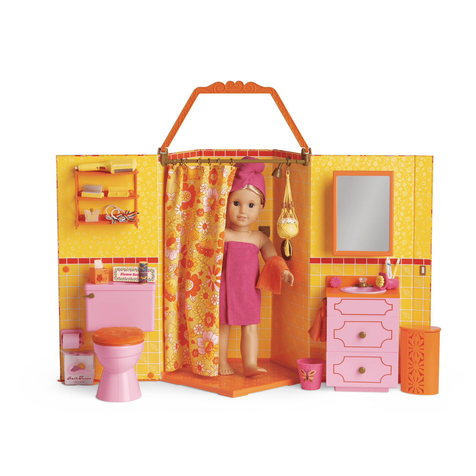 Julie's 18-Inch Doll Bathroom Set - 1970s Retro Dollhouse Accessories