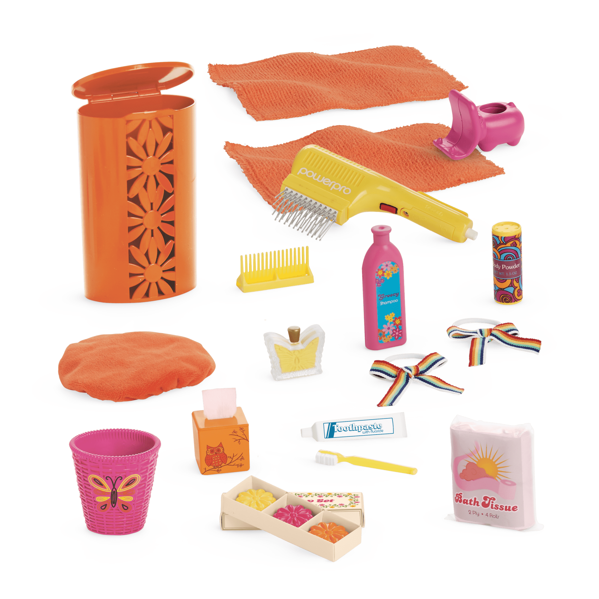 Julie's 18-Inch Doll Bathroom Set - 1970s Retro Dollhouse Accessories