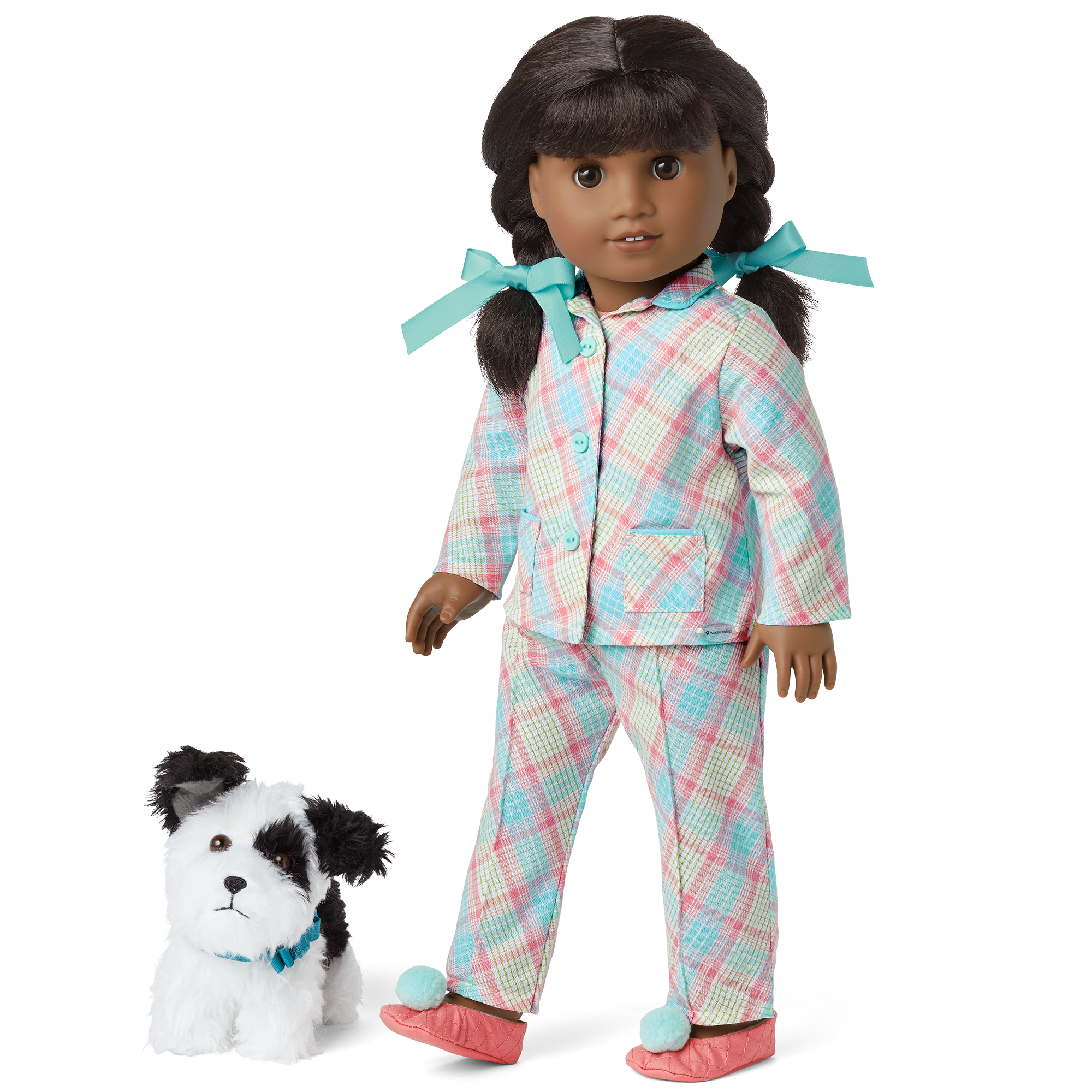 Melody’s Plaid Pajamas & Dog Set for 18-Inch Dolls
