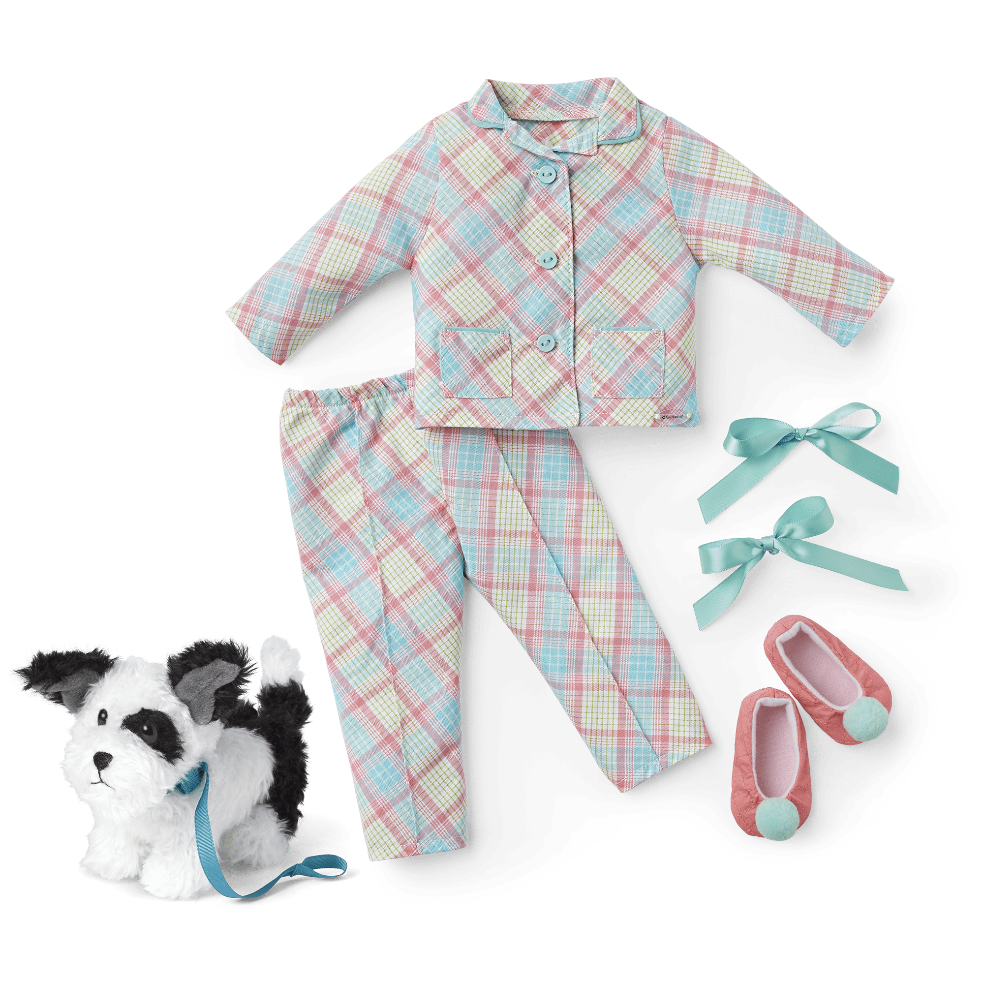 Melody’s Plaid Pajamas & Dog Set for 18-Inch Dolls