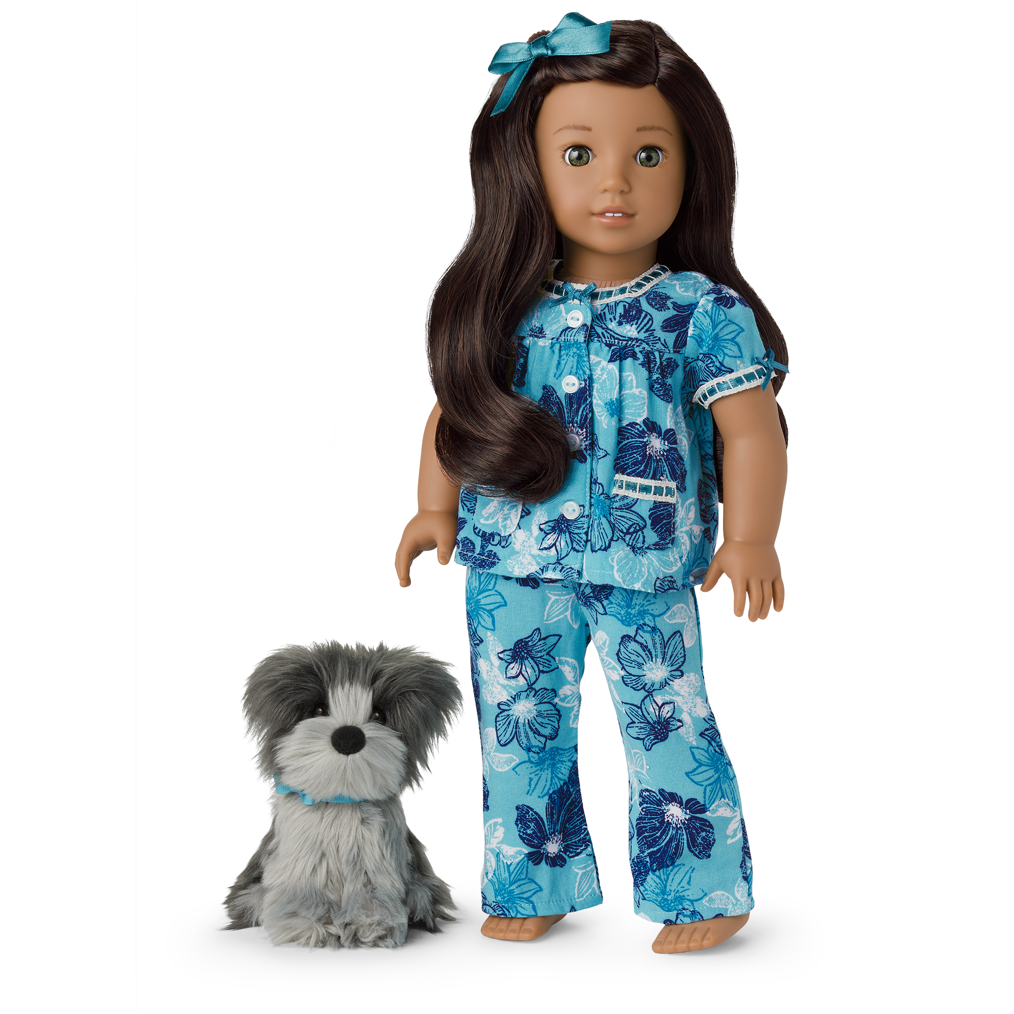 Nanea’s Floral Pajamas & Dog Set for 18-inch Dolls