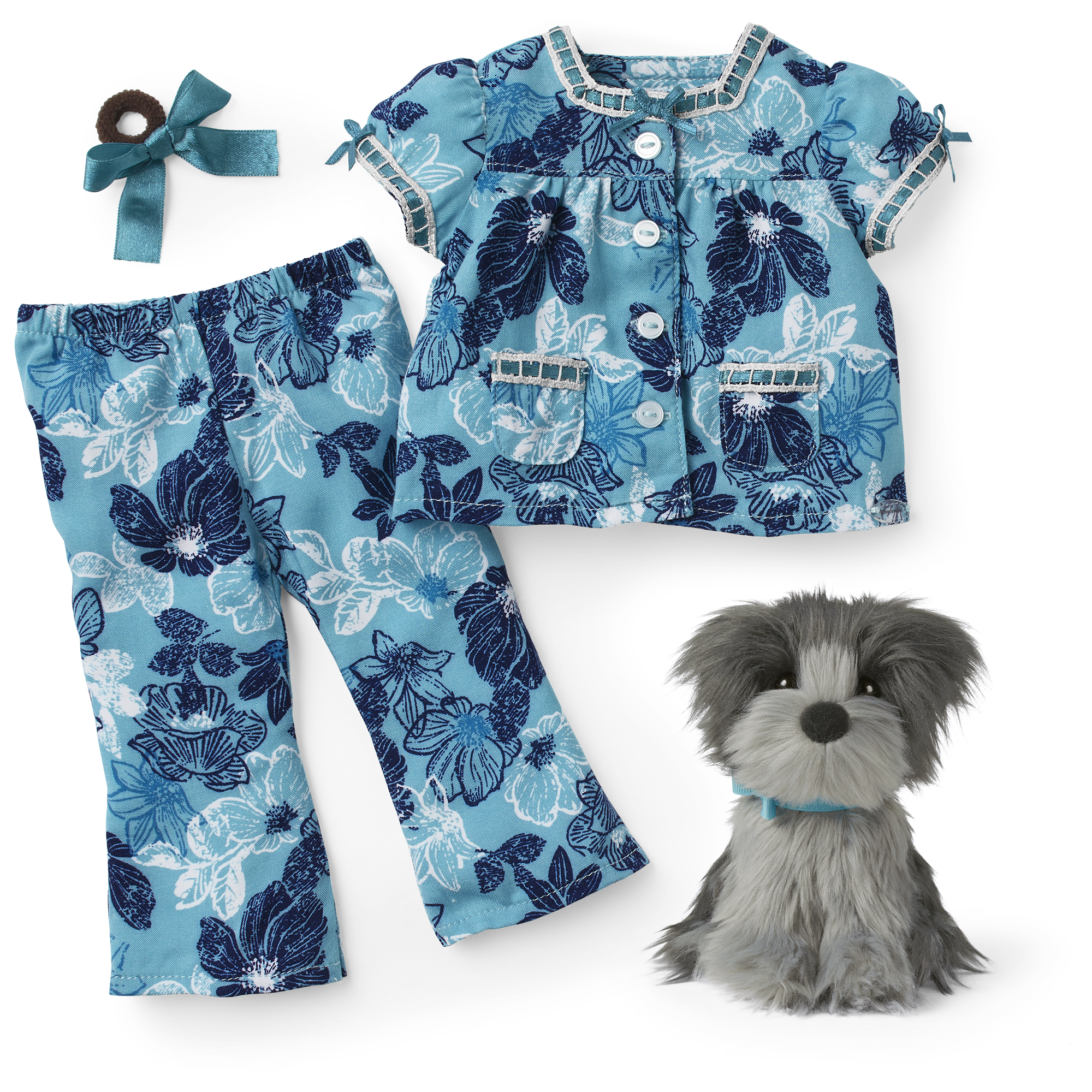 Nanea’s Floral Pajamas & Dog Set for 18-inch Dolls