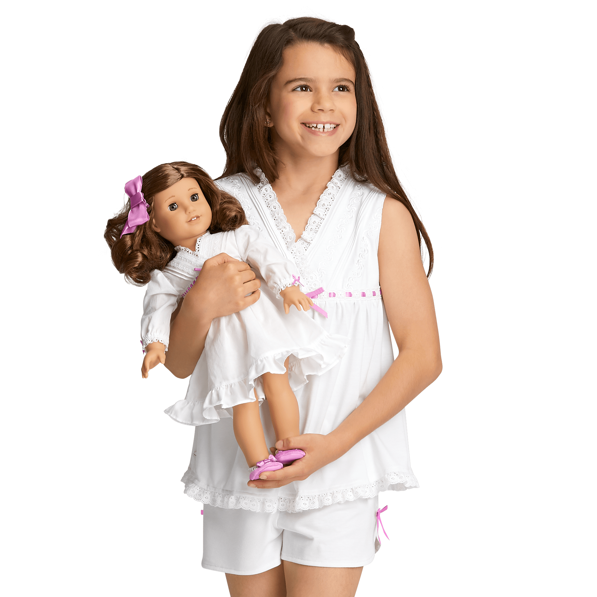 Rebecca's Girls' Cotton Nightgown & Slippers Set with Lace Details