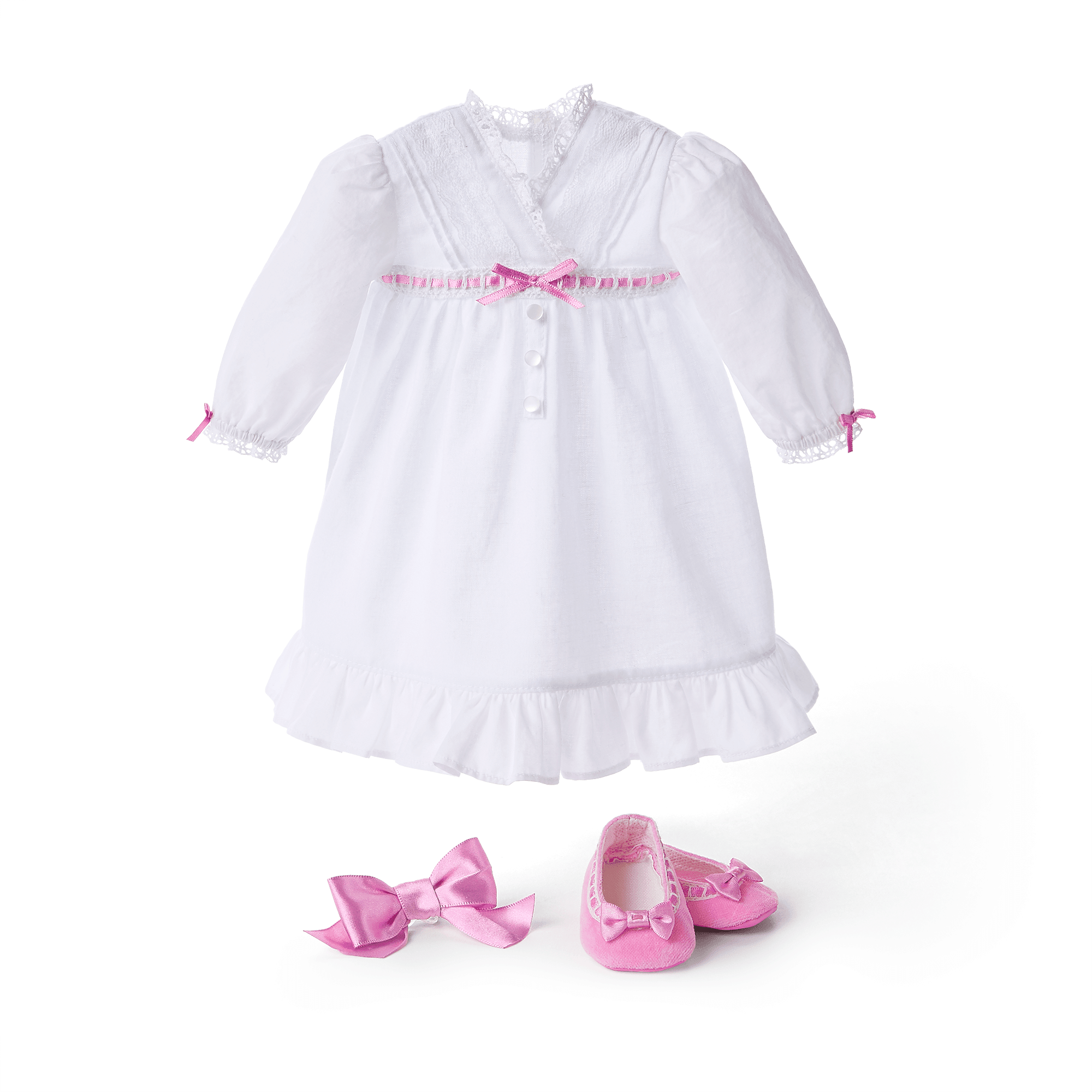 Rebecca's Girls' Cotton Nightgown & Slippers Set with Lace Details