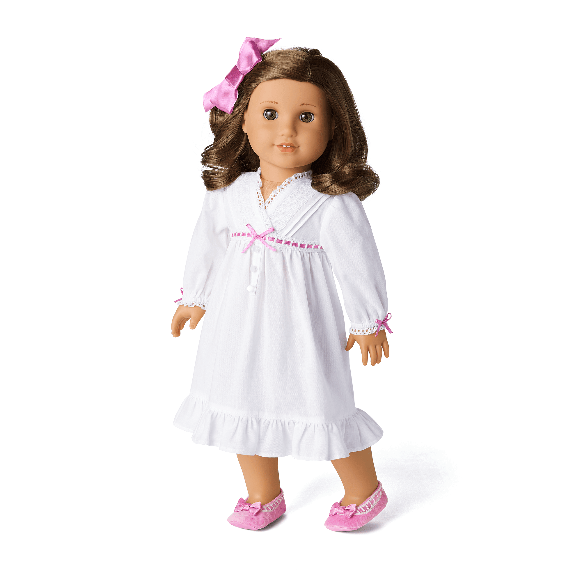 Rebecca's Girls' Cotton Nightgown & Slippers Set with Lace Details