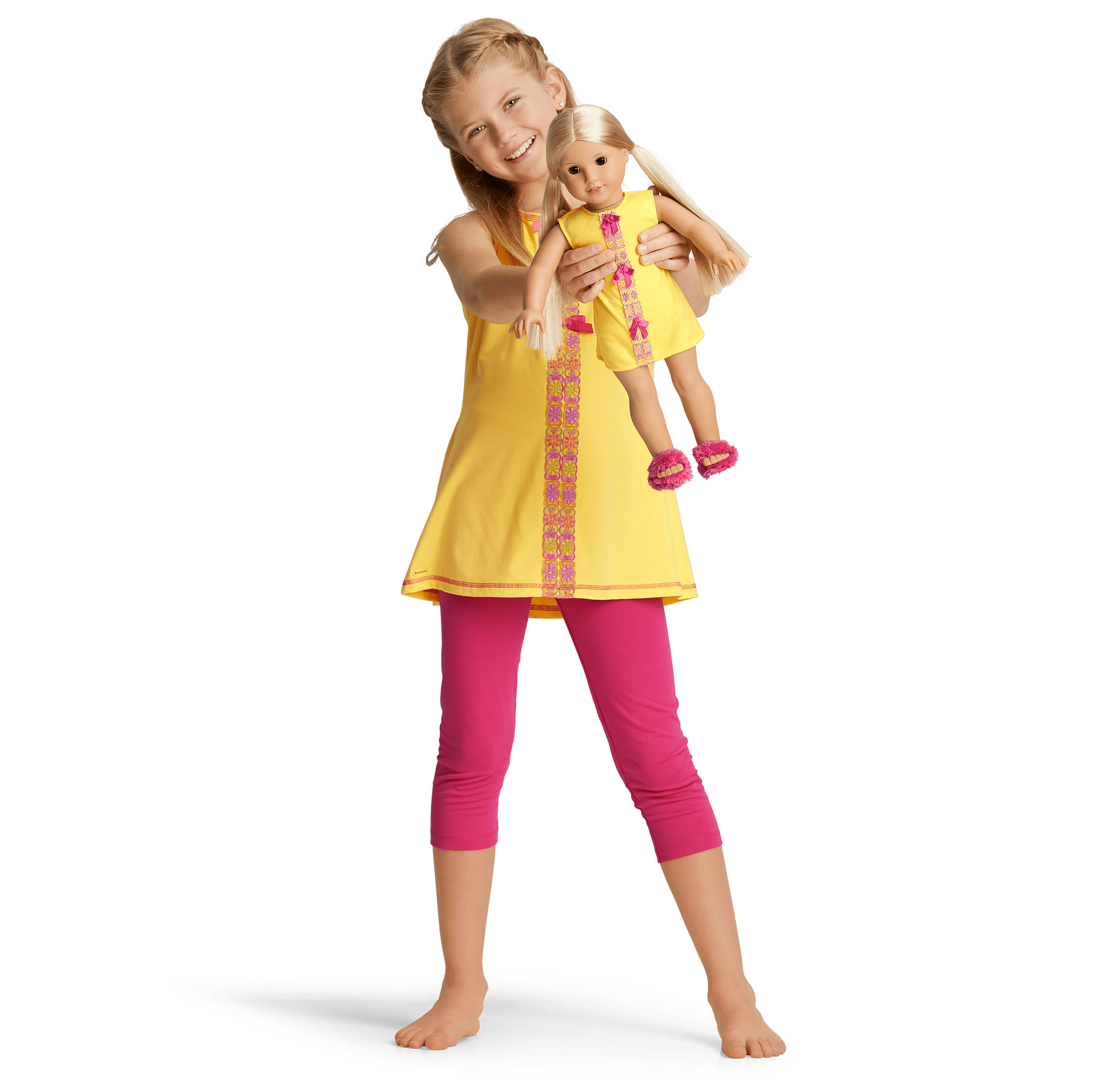 Julie's 1970s Style Pajama Set for Girls with Matching Doll Nightgown