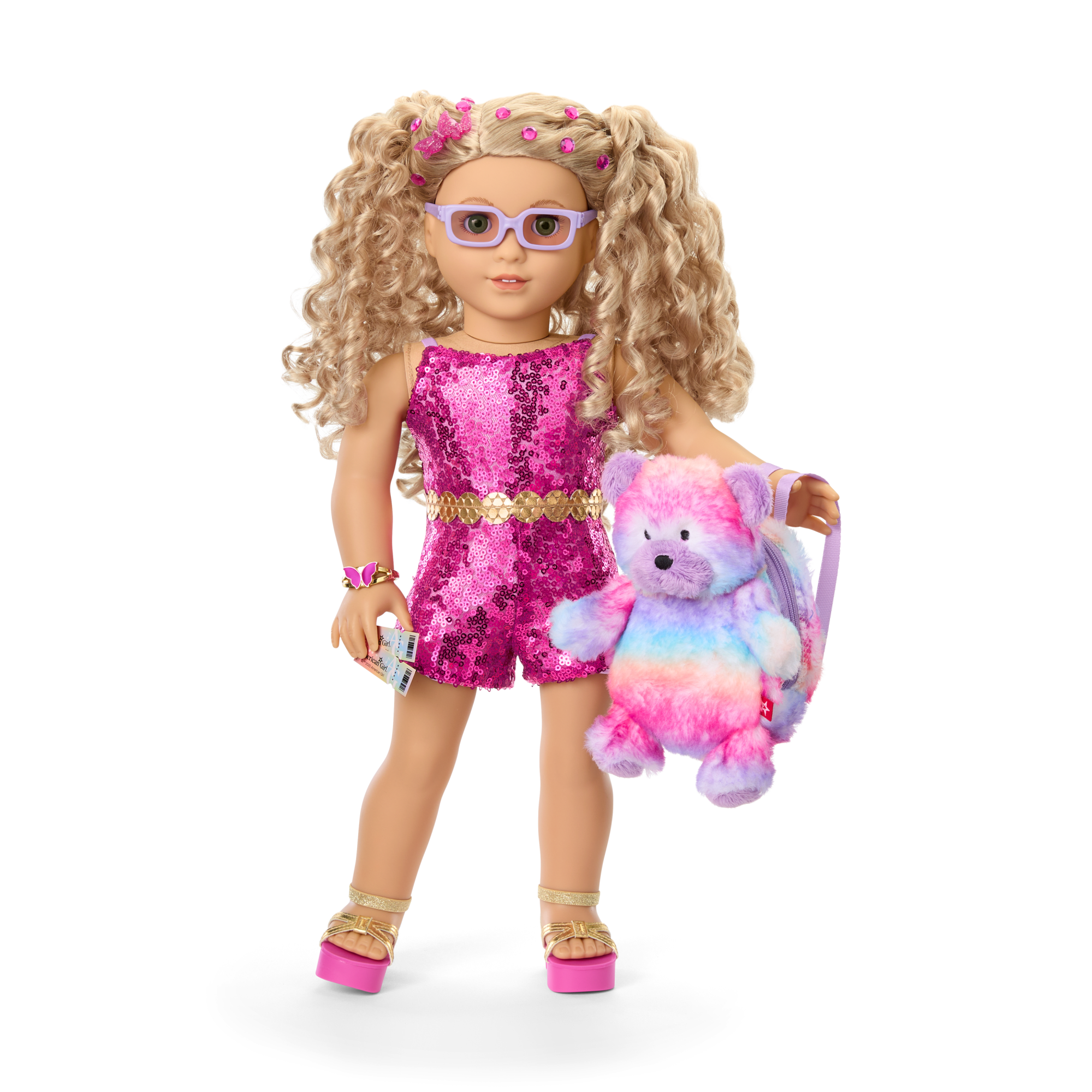 18-inch Doll Glam Concert Outfit & Teddy Bear Backpack Set