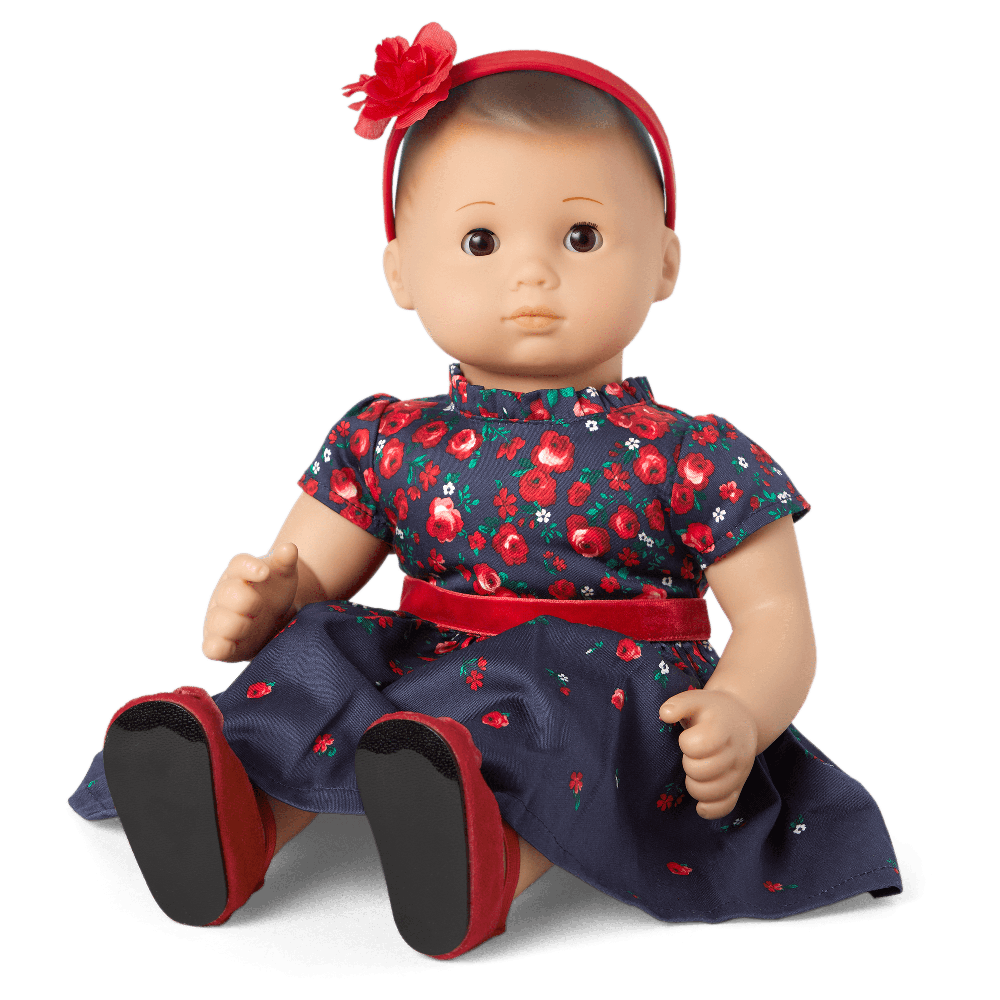 American Girl Bitty Baby Doll Floral Party Dress with Velvet Trim
