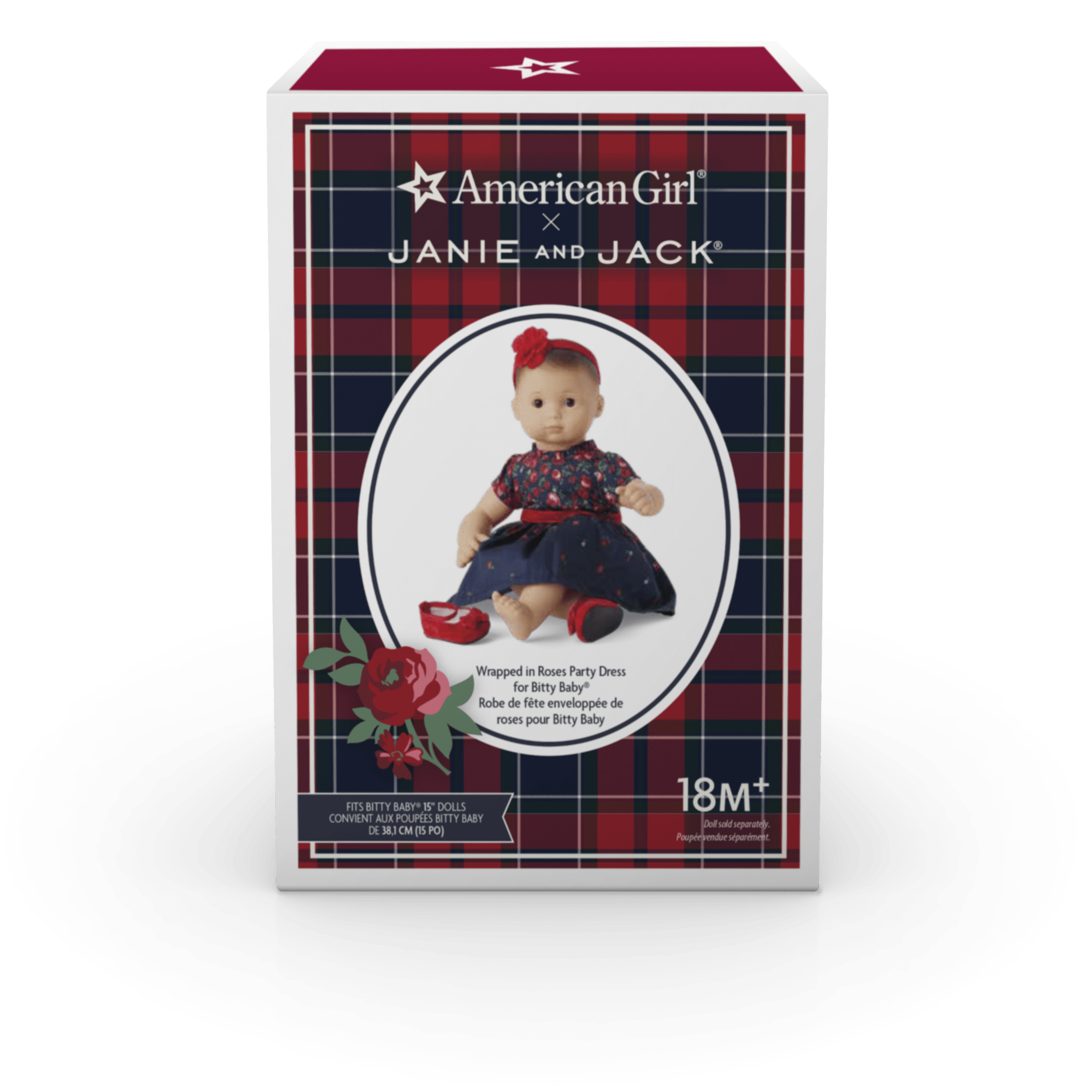 American Girl Bitty Baby Doll Floral Party Dress with Velvet Trim