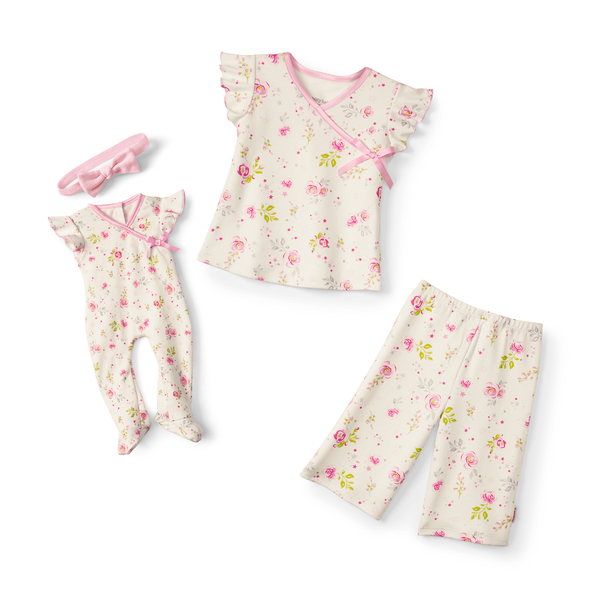 Floral Pajama Set for Girls & Bitty Baby Dolls