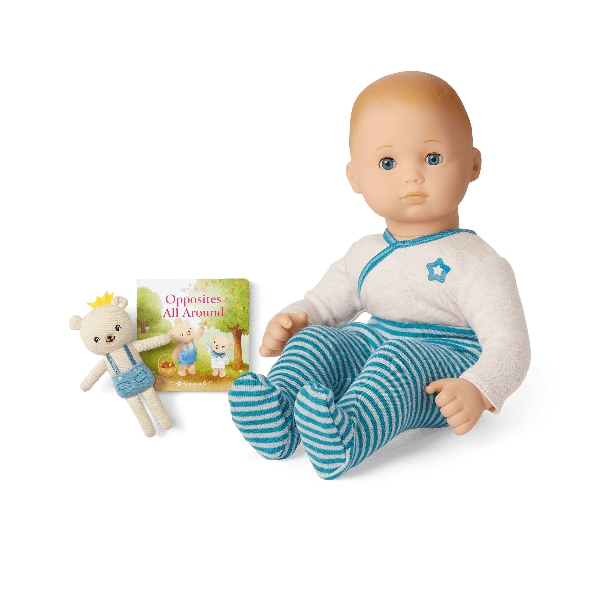 Bitty Baby Doll with Bear & Book - Blonde Hair, Blue Eyes