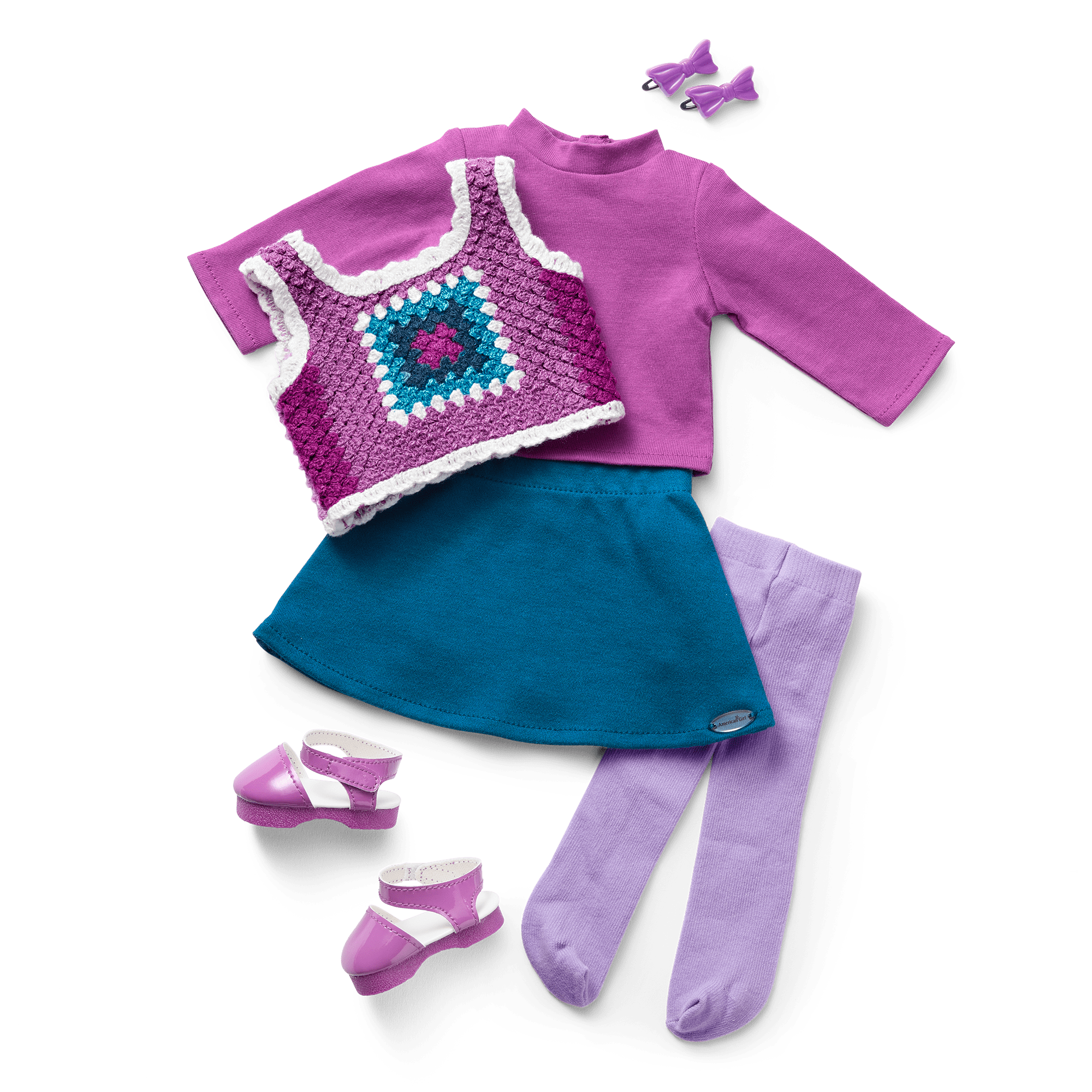 Julie's 18-inch Doll School Outfit - Purple & Navy Historical Costume