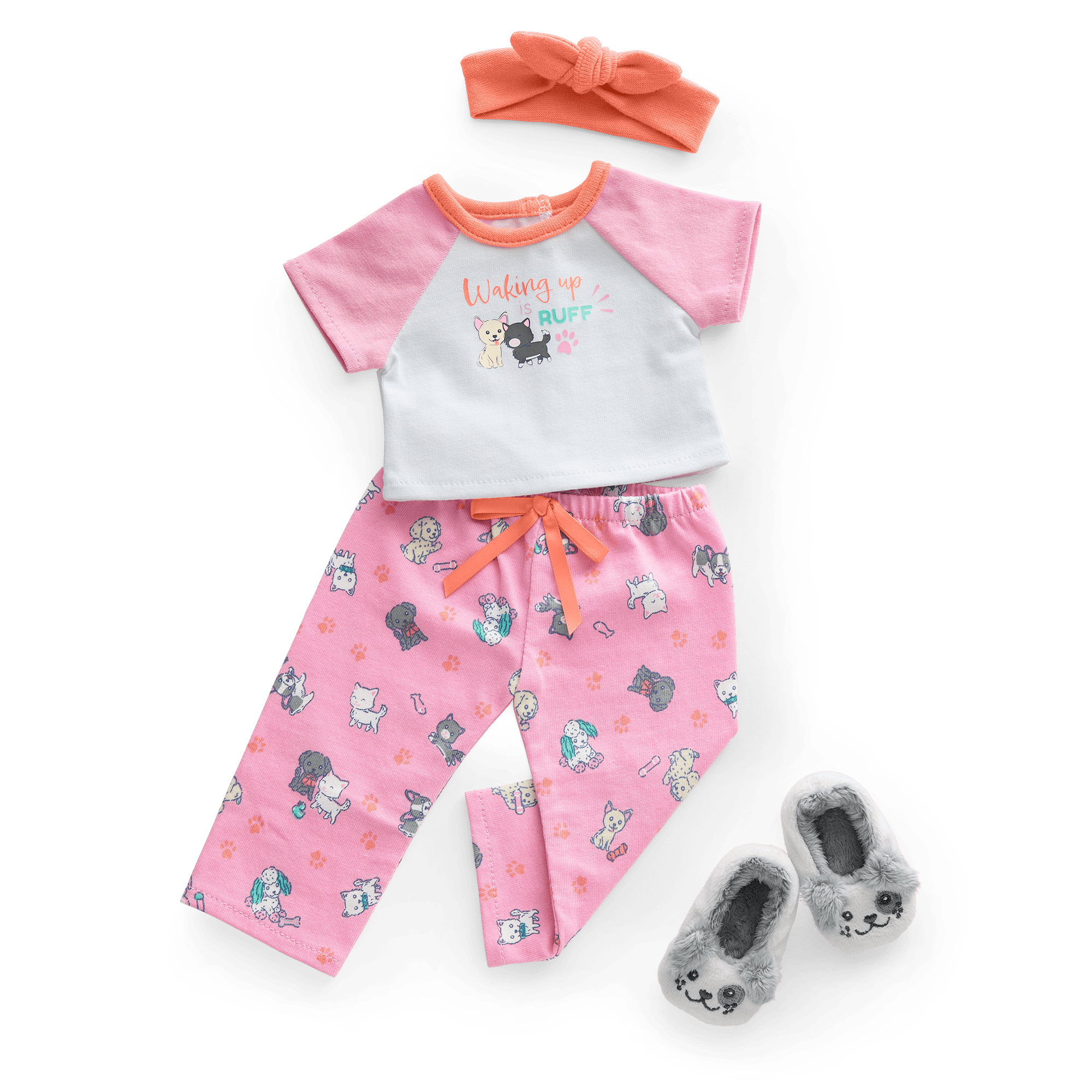 18-inch Doll Pajama Set with Plush Slippers & Headband