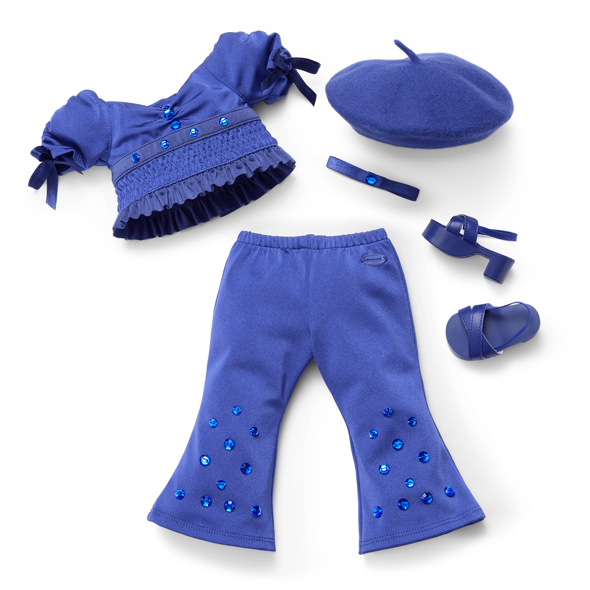 Sapphire Blue Doll Outfit for 18-inch Dolls with Gemstone Details
